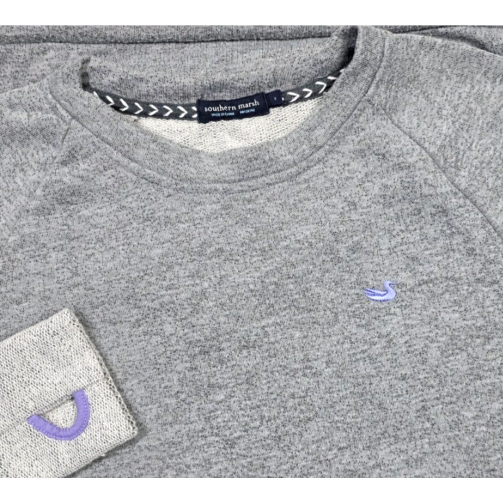 Vintage Southern Marsh Mens Sweatshirt Asheville Terry Gray Dotted Crewneck Pullover S-Size, Embroidered Logo, Stretch Cuffs, Carded, Preppy Golf Style Size US S / EU 44-46 / 1 - 2 Thumbnail