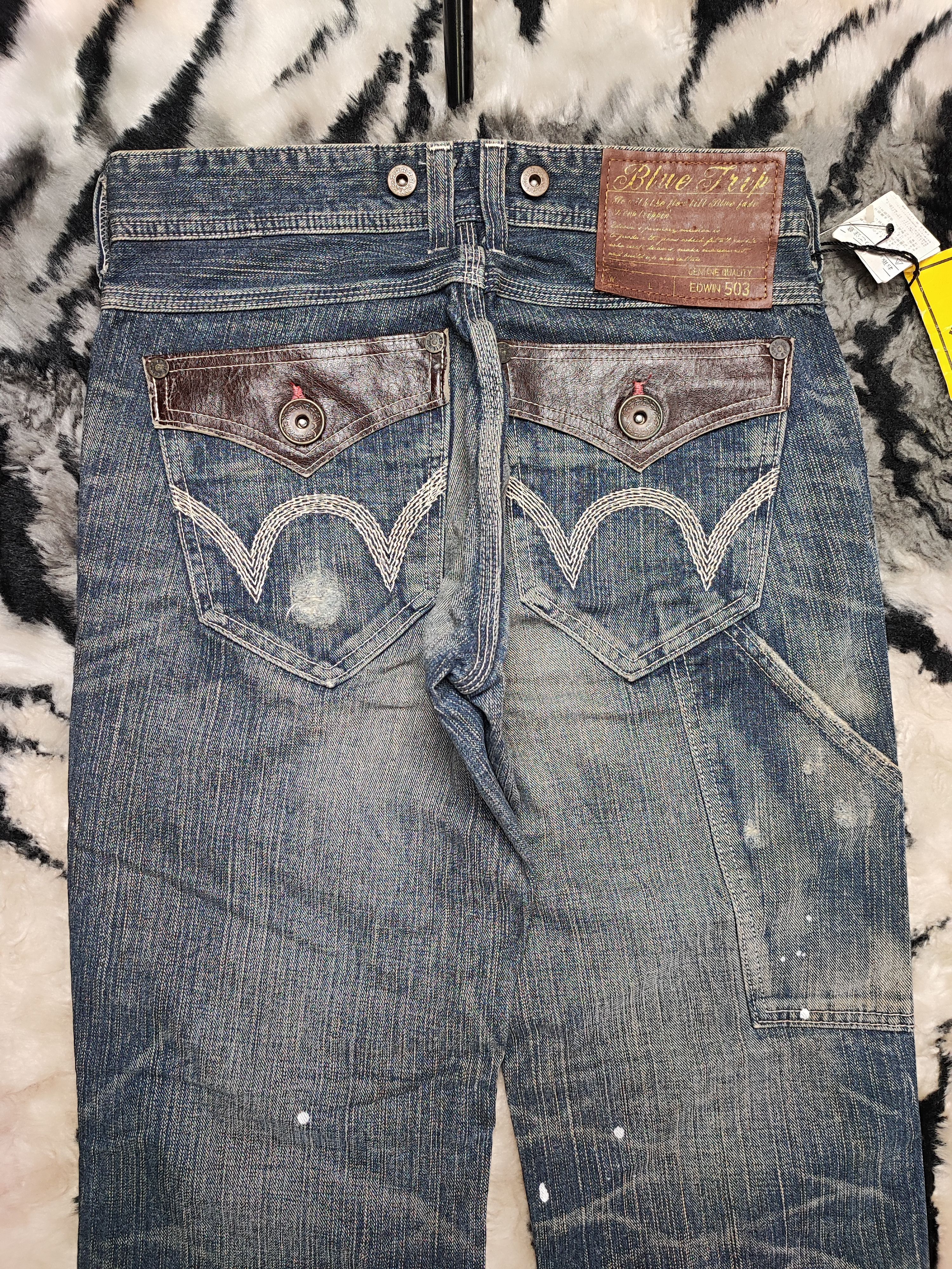 Edwin Deadstock Edwin 503 Blue Trip Work Paint Splatter Size US 29 - 10 Thumbnail