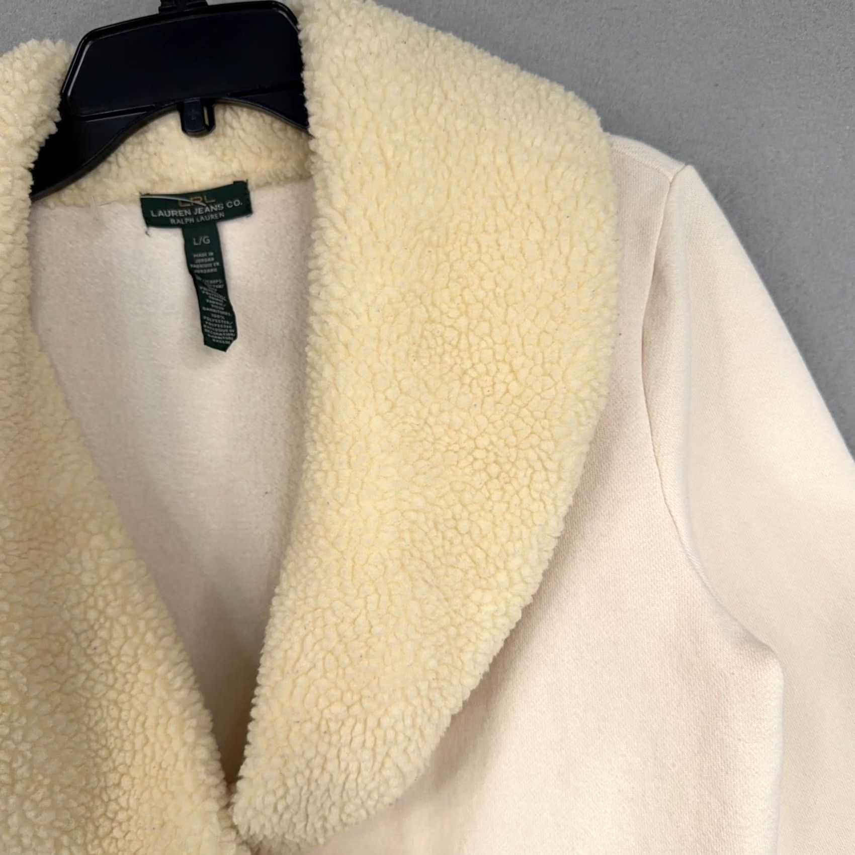 Ralph Lauren Lauren Ralph Lauren Jacket Womens Large White Sherpa Fleece Shawl Collar Toggle Size L / US 10 / IT 46 - 7 Thumbnail