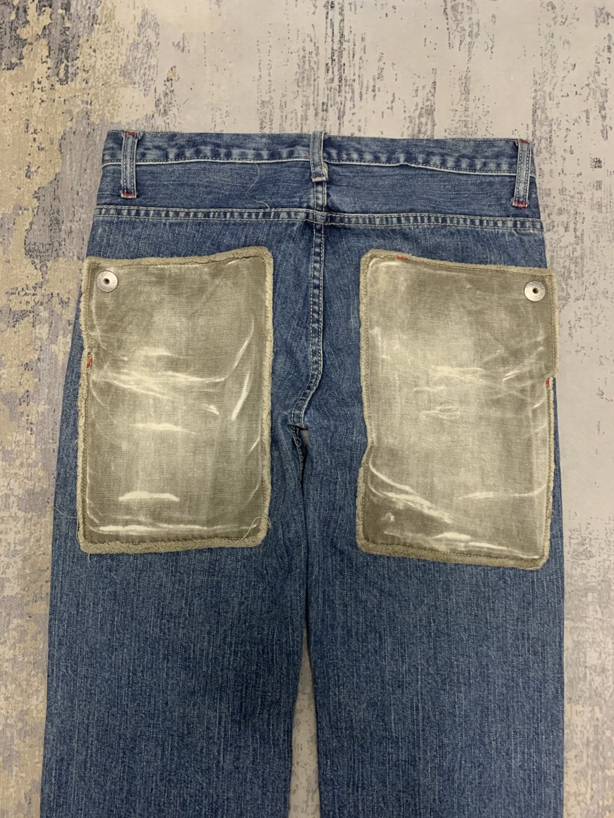If Six Was Nine VINTAGE TOUGH JEANSMITH PATCHWORK DISTRESSED DENIM Size US 31 - 12 Thumbnail