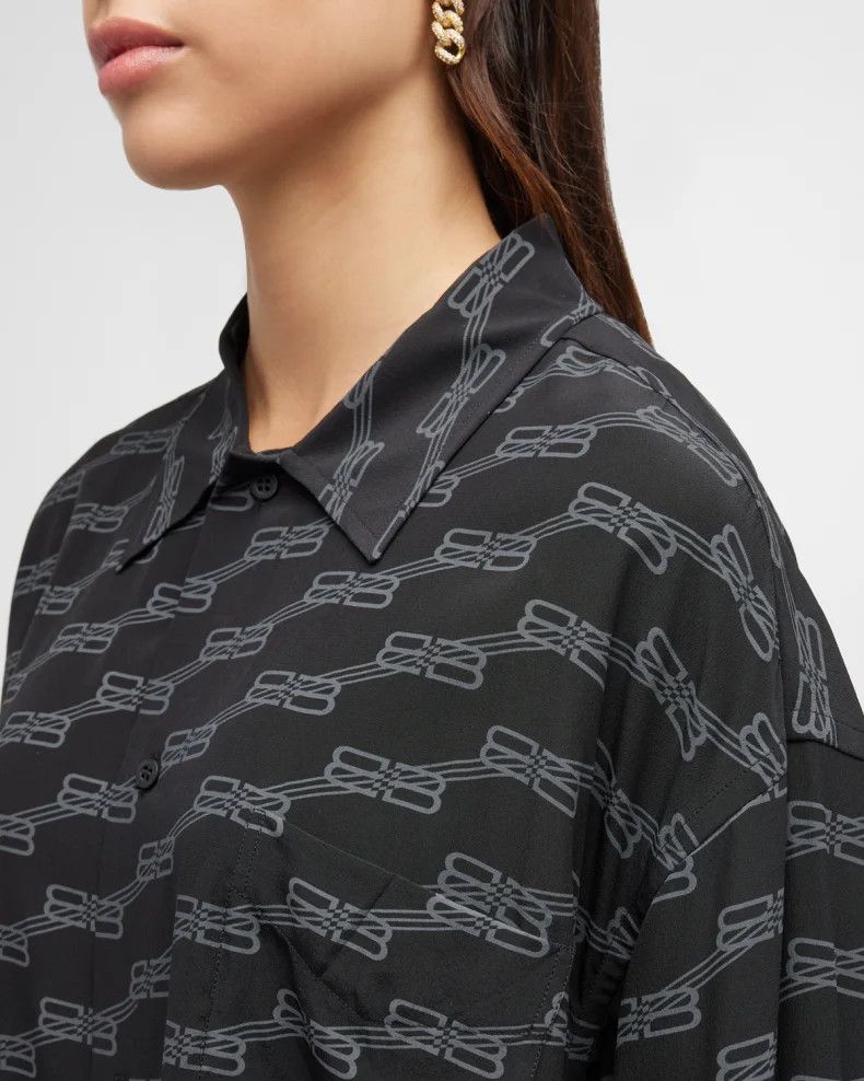 Balenciaga o1bcso1str1124 BB Monogram Minimal Shirt in Black Size M / US 6-8 / IT 42-44 - 6 Thumbnail