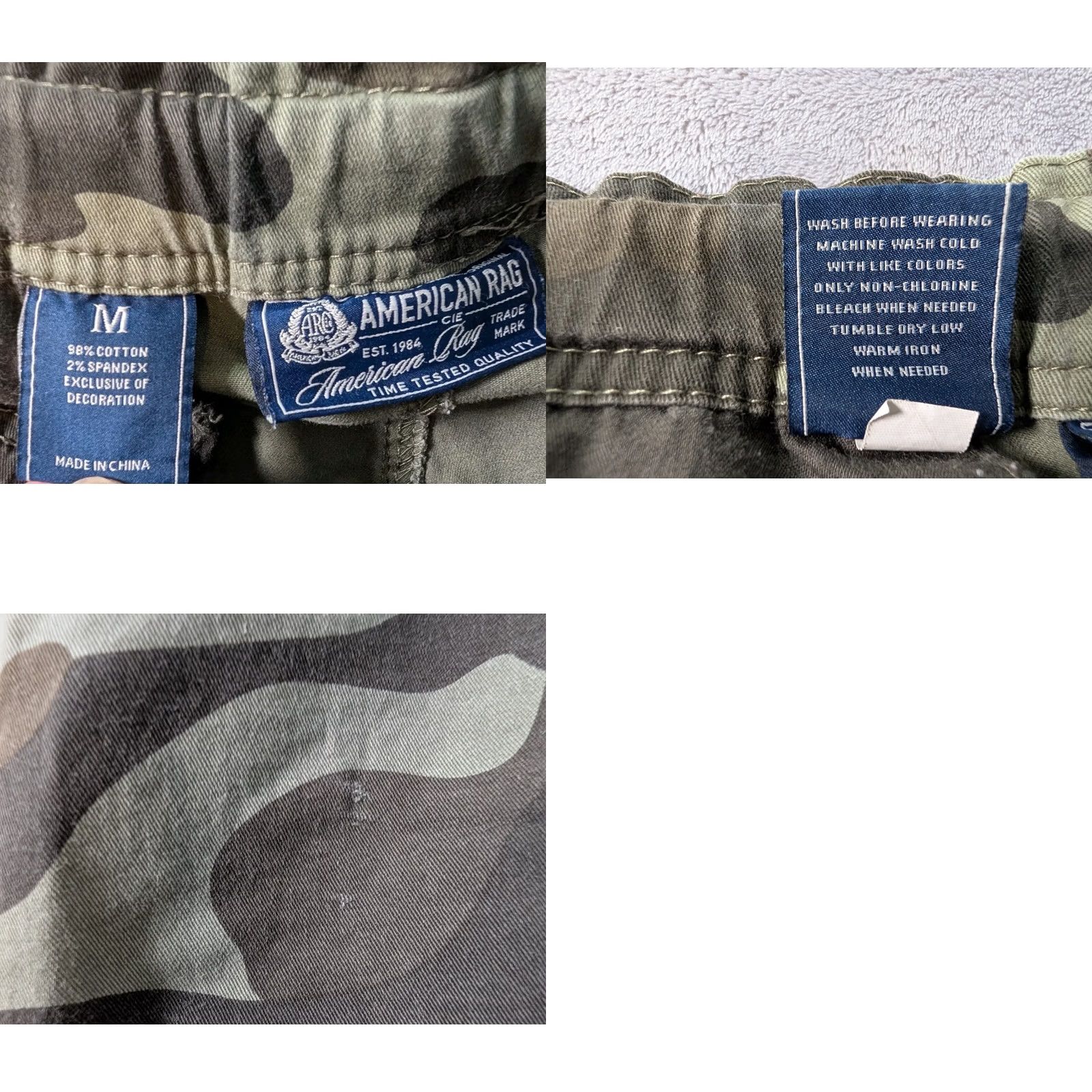 Vintage American Rag Camouflage Pants Green Men's Medium Tapered Drawstring Pull On Jeans Jogger Casual Everyday Pant Size US 30 / EU 46 - 8 Thumbnail