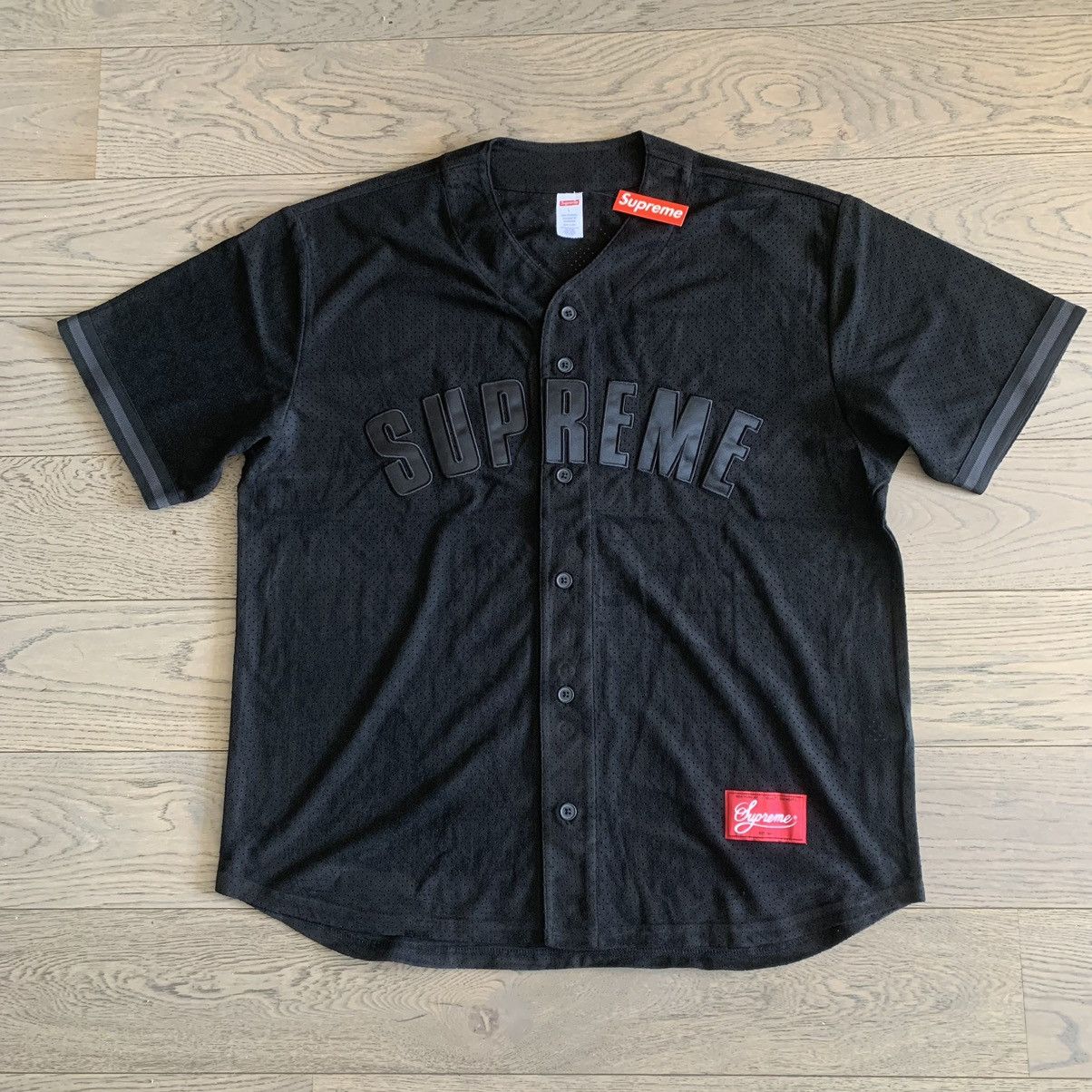 Supreme Supreme Ultrasuede Mesh Baseball Jersey Black L | Grailed