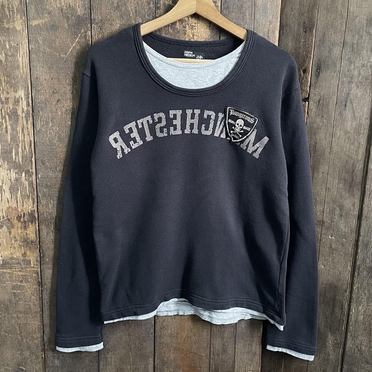 image of Military x Ppfm Vintage Ppfm Crewneck Sweatshirt in Blue, Men's (Size Medium)