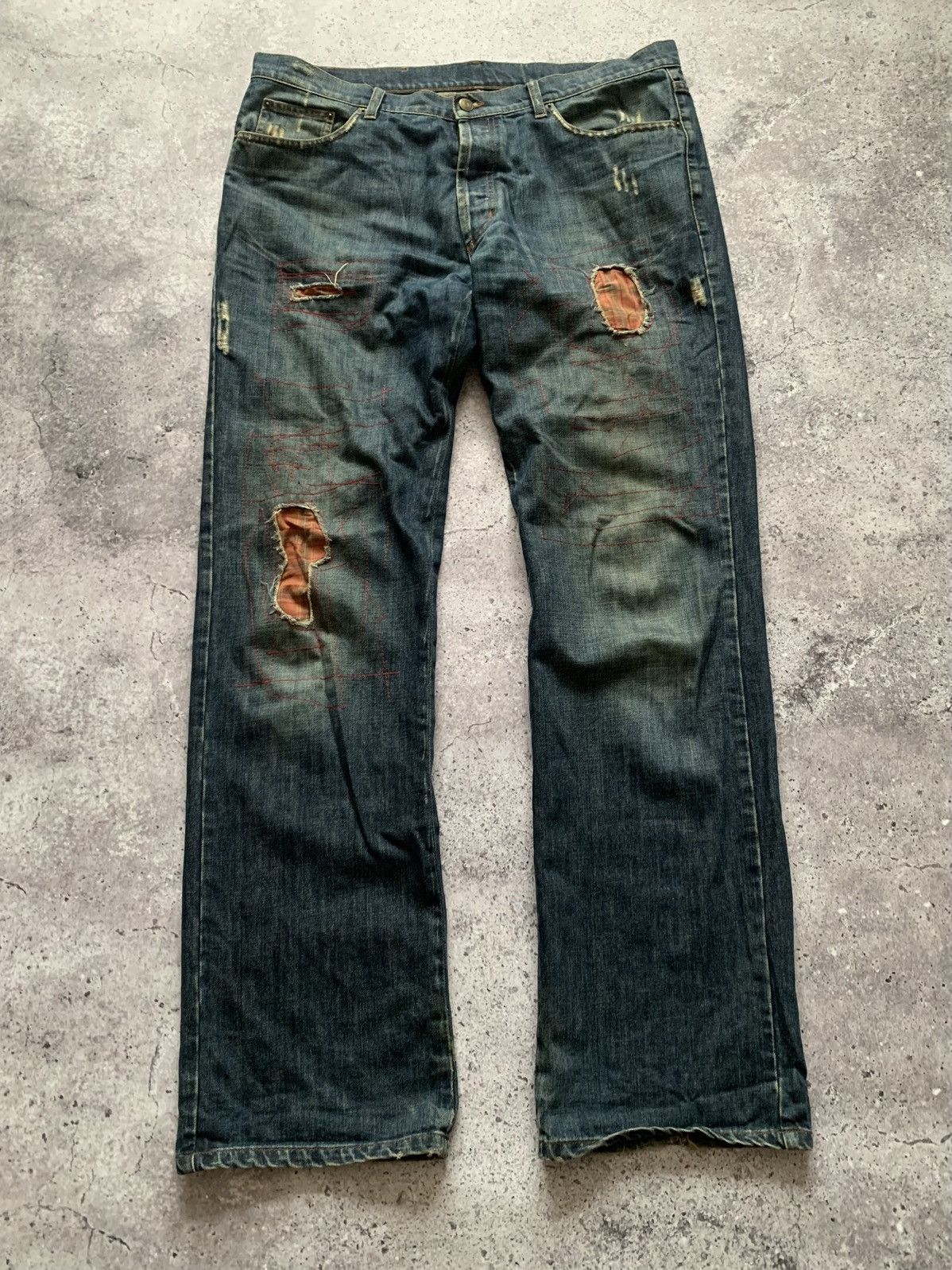 Iceberg 🔥VINTAGE 90s ICEBERG DISTRESSED Y2K JEANS Size US 38 / EU 54 - 1 Thumbnail