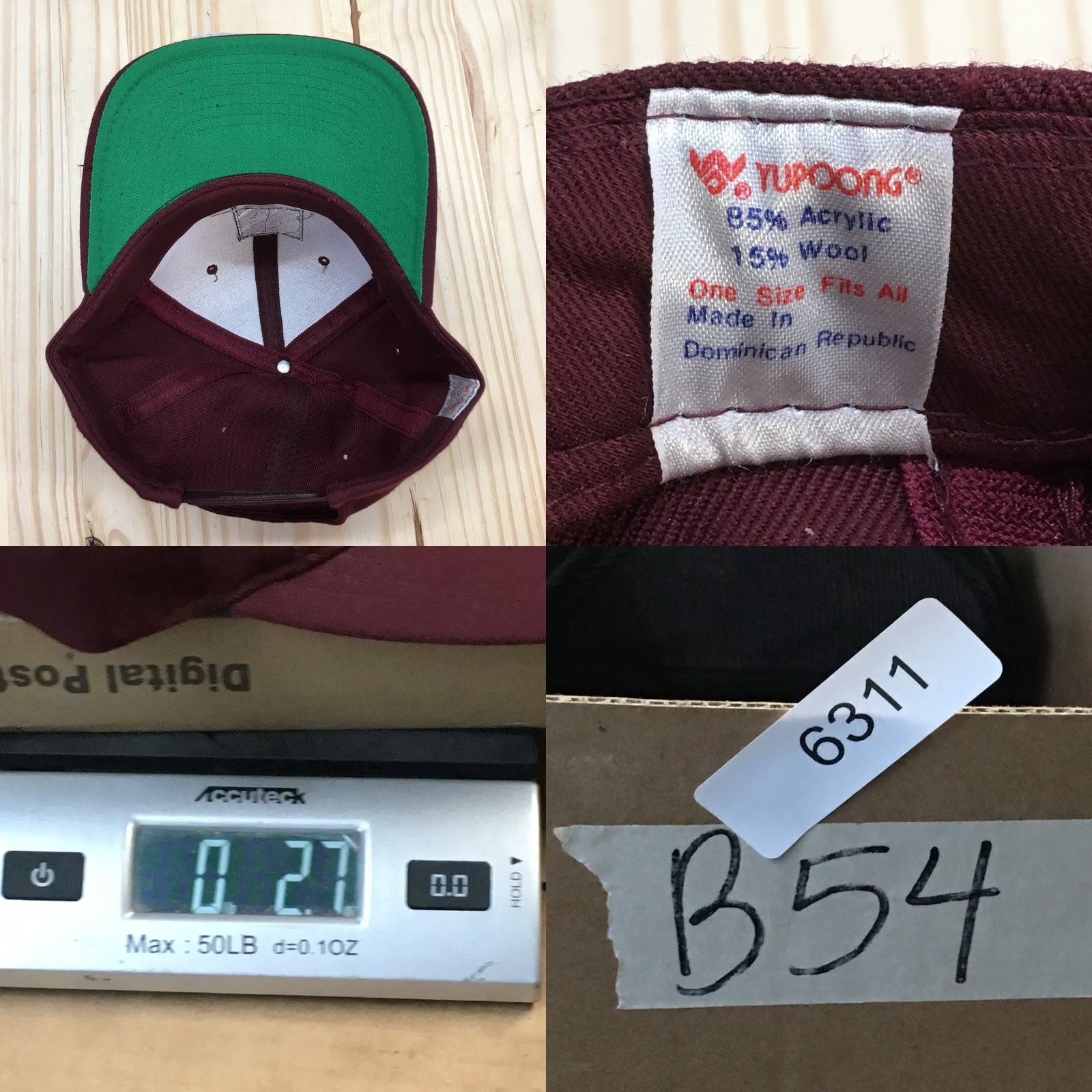 Vintage INGLAS Logo Snapback Cap Hat Mens One Size Maroon Adjustable Embroidered Yupoong Size ONE SIZE - 8 Thumbnail