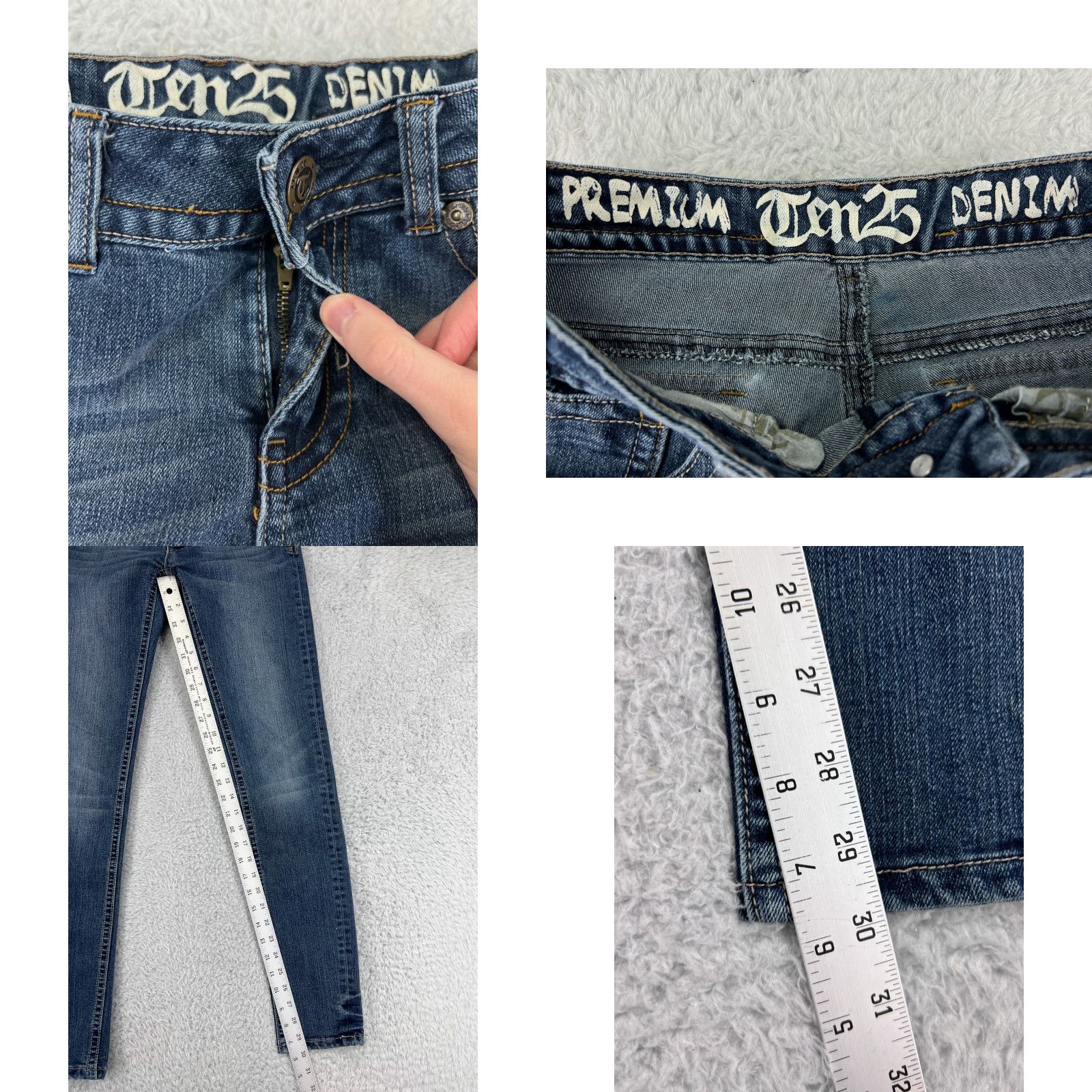 Vintage Ten 25 Womens Jeans 3 Blue Denim Skinny Tapered Cotton Blend Embroidered Size 26" / US 2 / IT 38 - 8 Thumbnail