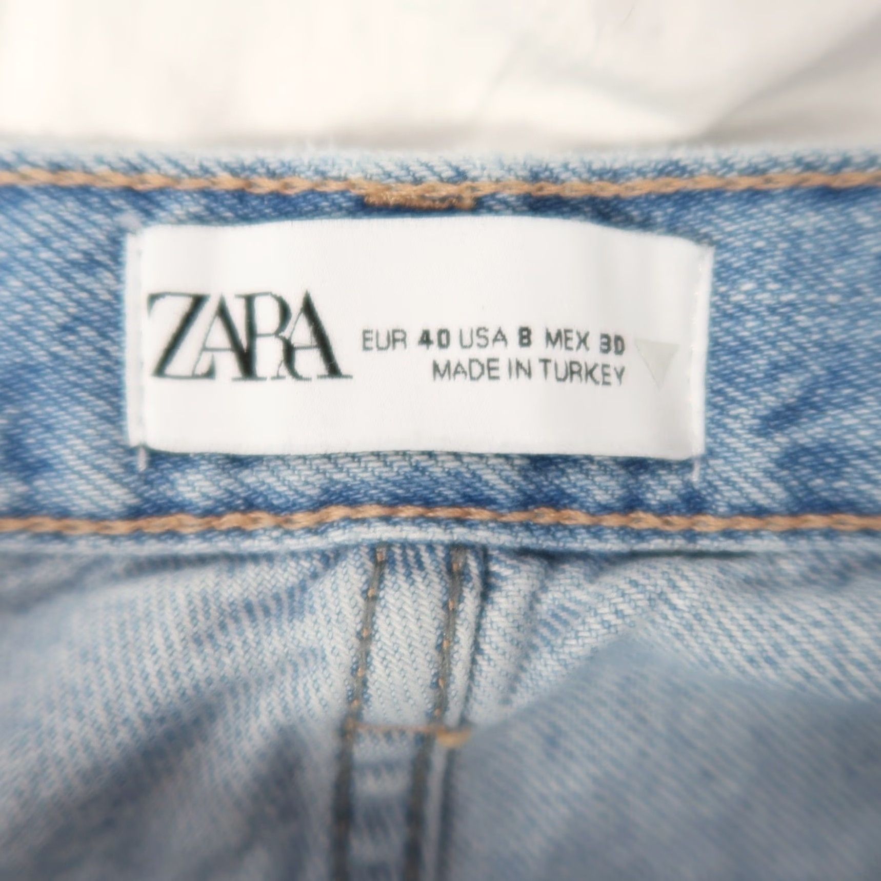 Zara Zara Light Wash Blue Denim Wide Leg Jeans Rhinestone Gems Size 8 Size 30" / US 8 / IT 44 - 4 Thumbnail