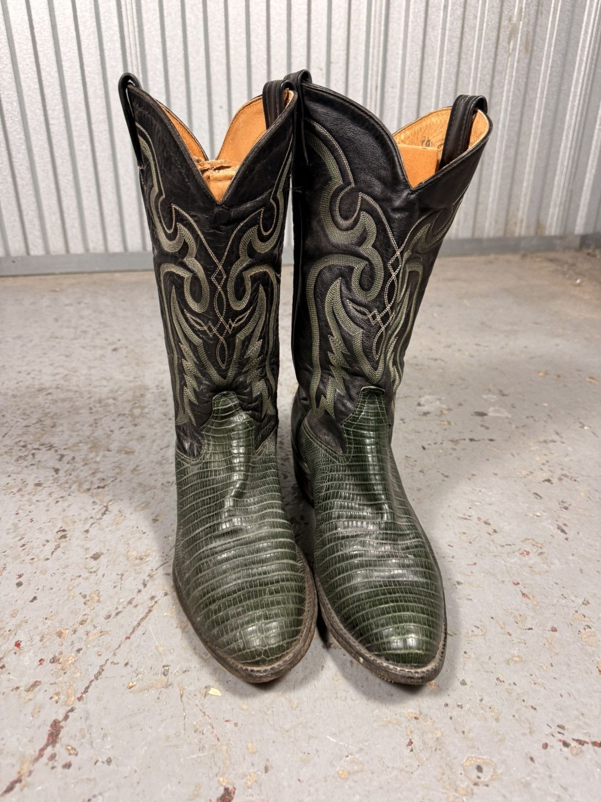 Tony Lama 90s Vintage Tony Lama Green Teju Lizard Skin Cowboy Boots Size US 10 / EU 43 - 7 Thumbnail