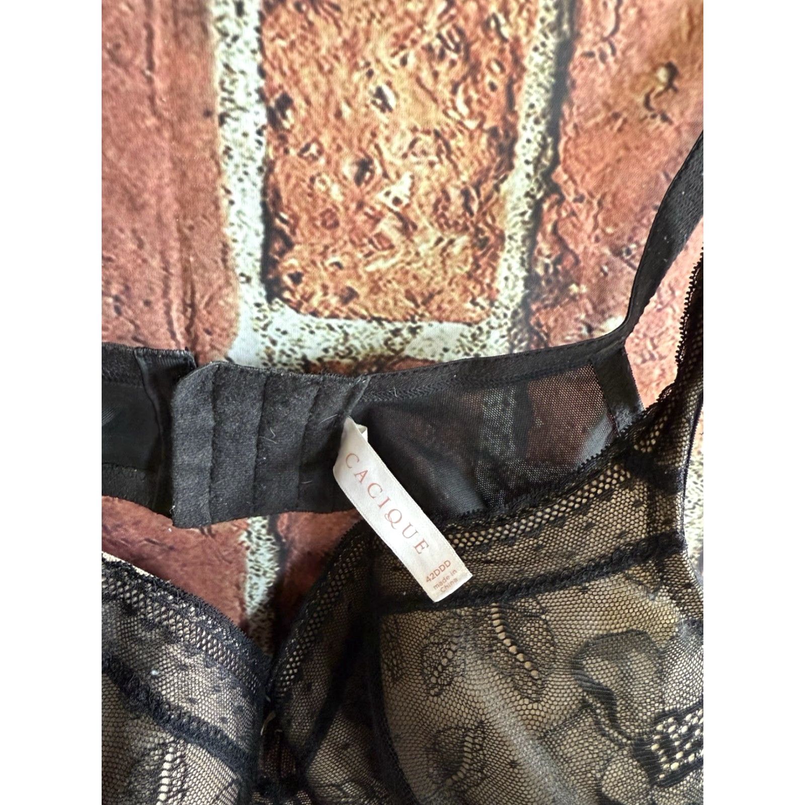Vintage Cacique Bra Women's Black Laced Underwire Size 42DDD Push Up Shirt Size ONE SIZE - 3 Thumbnail
