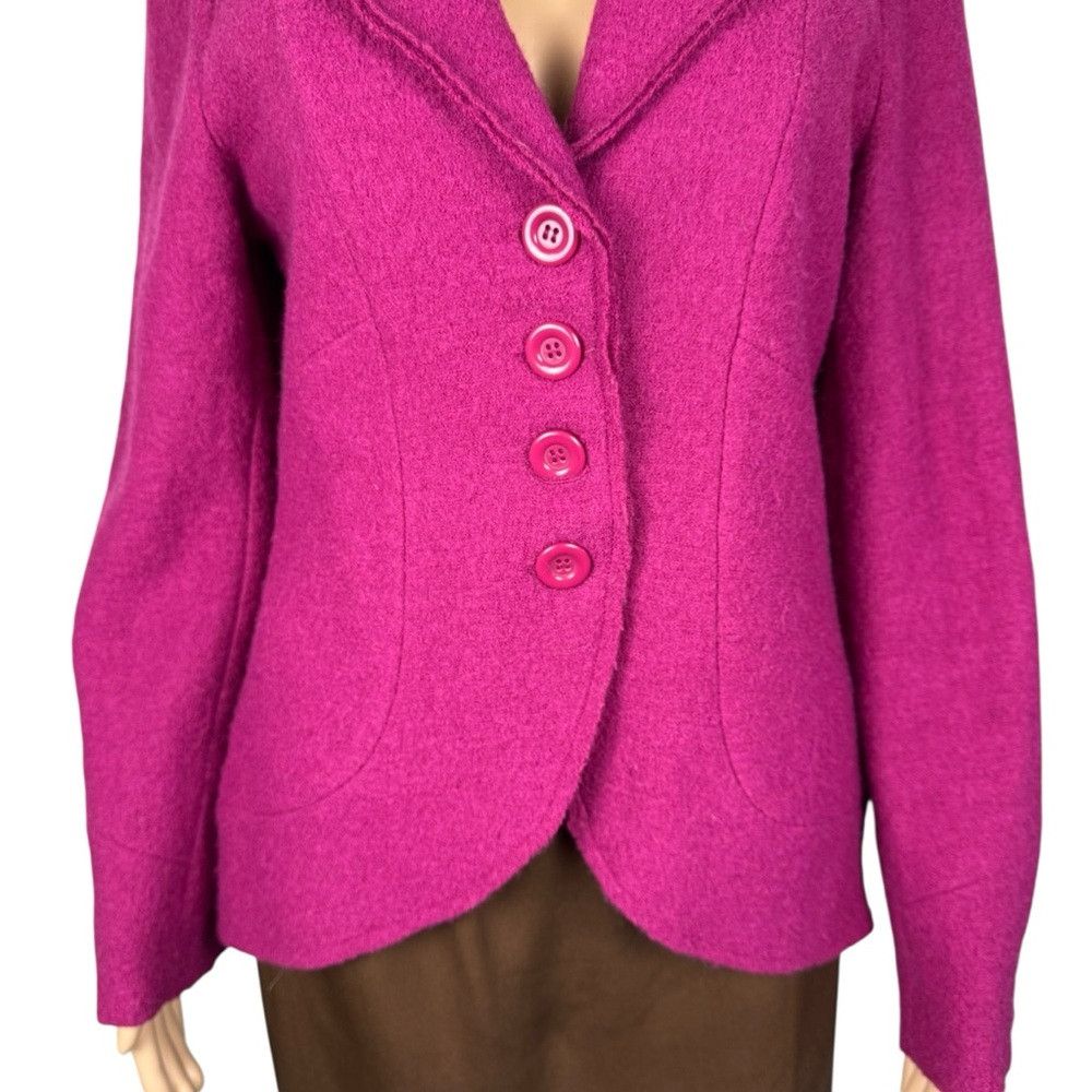 Other Valerie Bertinelli 100% Wool Dark Pink Cardigan Jacket Size M / US 6-8 / IT 42-44 - 9 Thumbnail