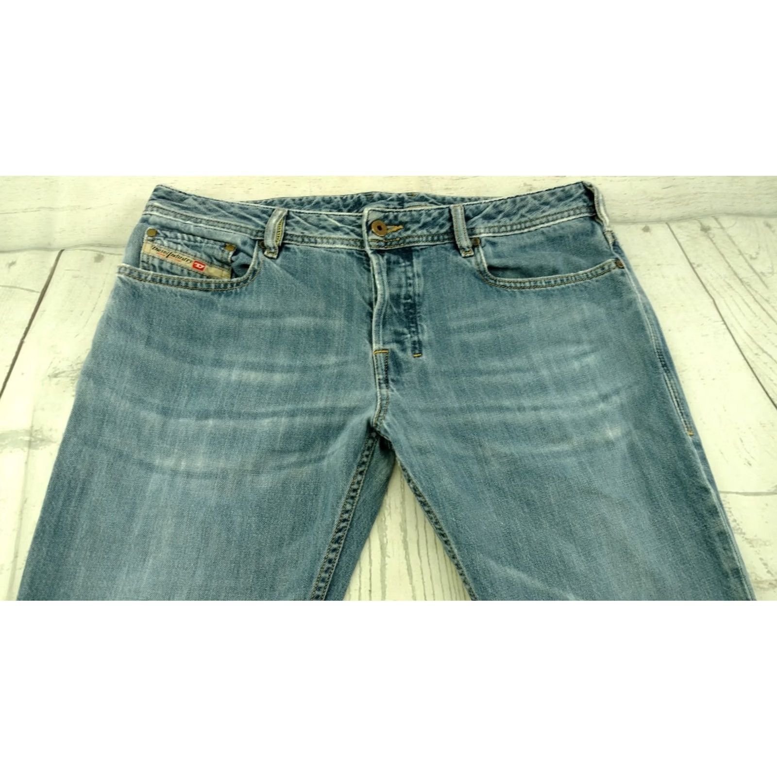 Diesel VINTAGE Diesel Zathan Distressed Button Fly Bootcut Jeans Men 35 33 Blue Cotton Denim 9.5" Leg Opening Mens Size US 35 - 4 Thumbnail