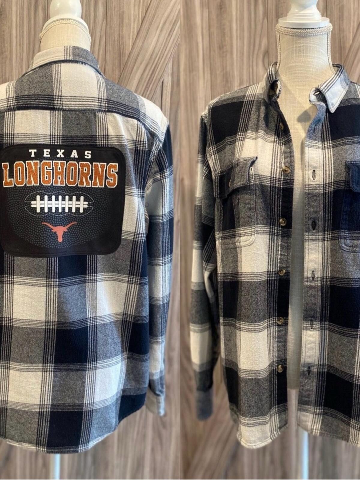 Old Navy Upcycled Texas Longhorns Flannel Size L / US 10 / IT 46 - 1 Thumbnail