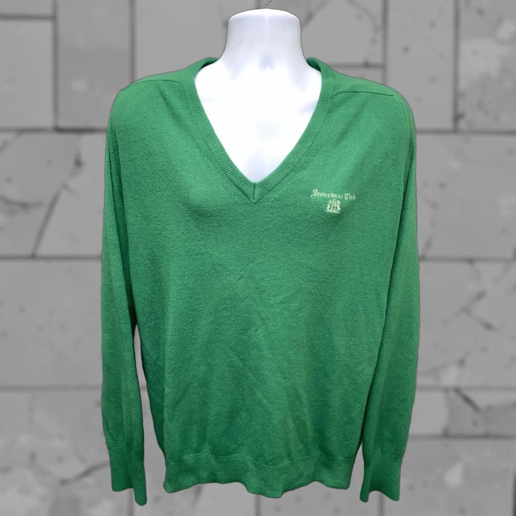 Vintage DIFFINI Knitwear Mens V-Neck Sweater Green Long Sleeve Size L USA Made Size US L / EU 52-54 / 3 - 1 Thumbnail