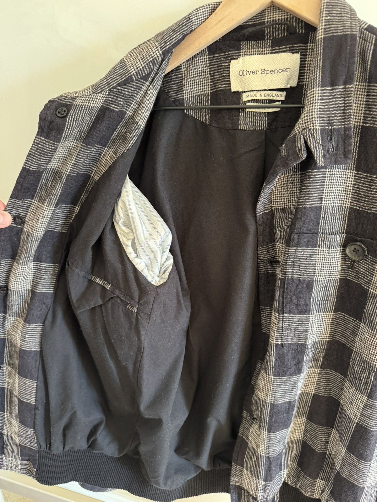 Oliver Spencer Oliver Spencer Ryde Checked Linen Bomber Jacket Size US XS / EU 42 / 0 - 4 Thumbnail