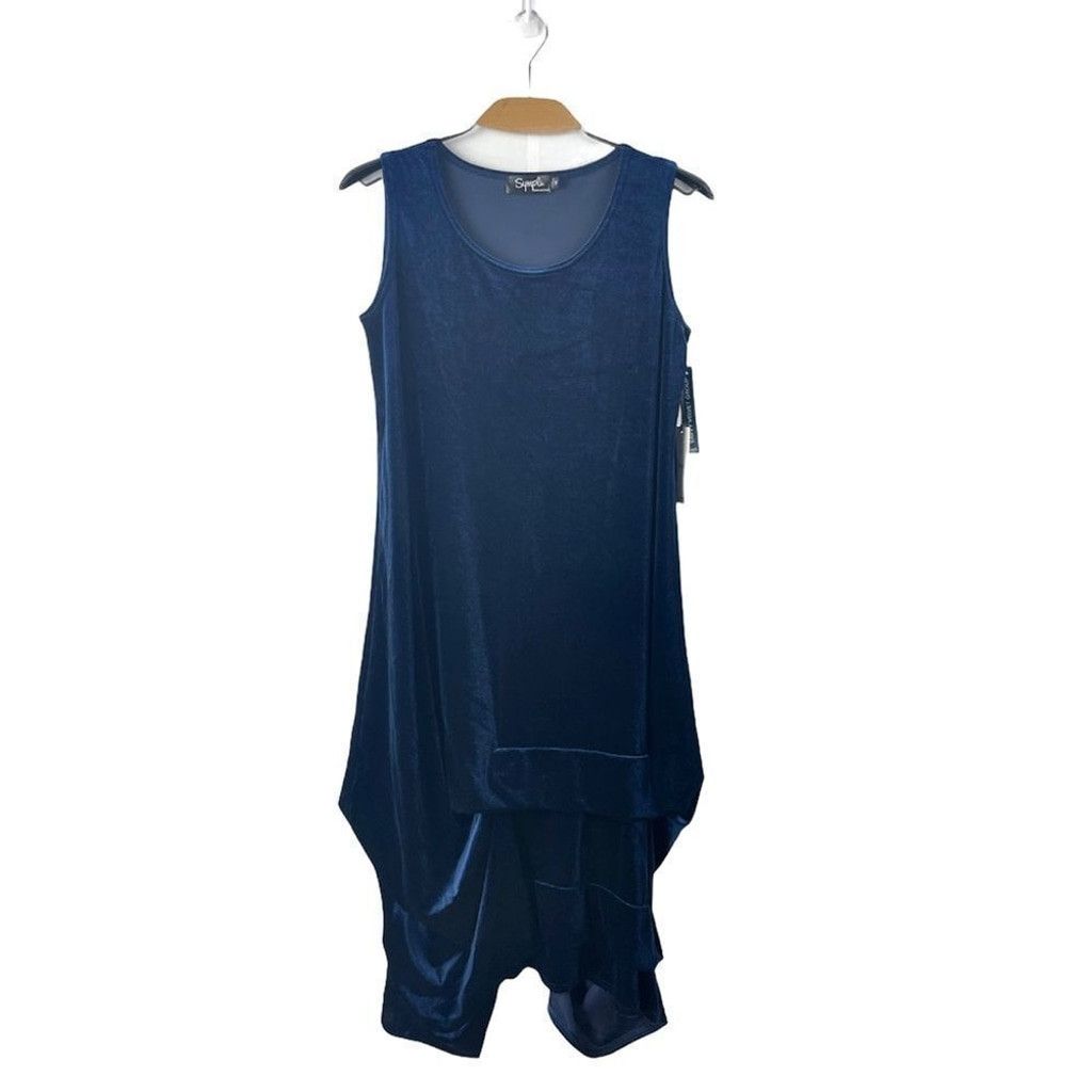 Other NEW Sympli Sleeveless Dream Tuck Dress in Navy Velvet 10 Size L / US 10 / IT 46 - 2 Thumbnail