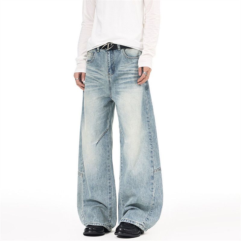 Japanese Brand Washed vintage men's cleanfit distressed curved blade jeans Size US 32 / EU 48 - 3 Thumbnail