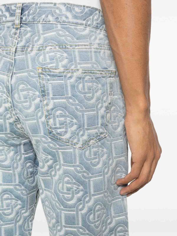 Casablanca o1mle0326 Straight Leg Jeans Bleached Classic Monogram Blue Size US 30 / EU 46 - 4 Thumbnail