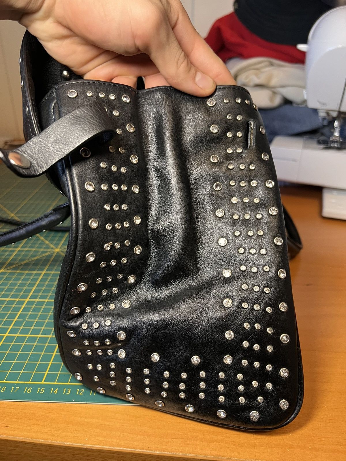 Vintage Vintage CNKW studded rhinestone leather “Birkin” handbag Size ONE SIZE - 10 Thumbnail