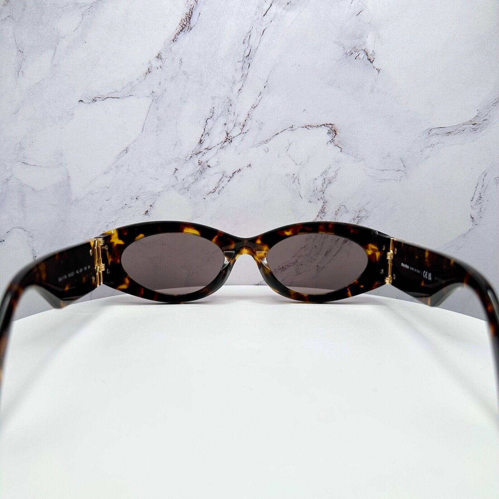 Miu Miu New MIU MIU Sunglasses Brown Tortoise Shell Oval Gold Logo Size ONE SIZE - 18 Thumbnail