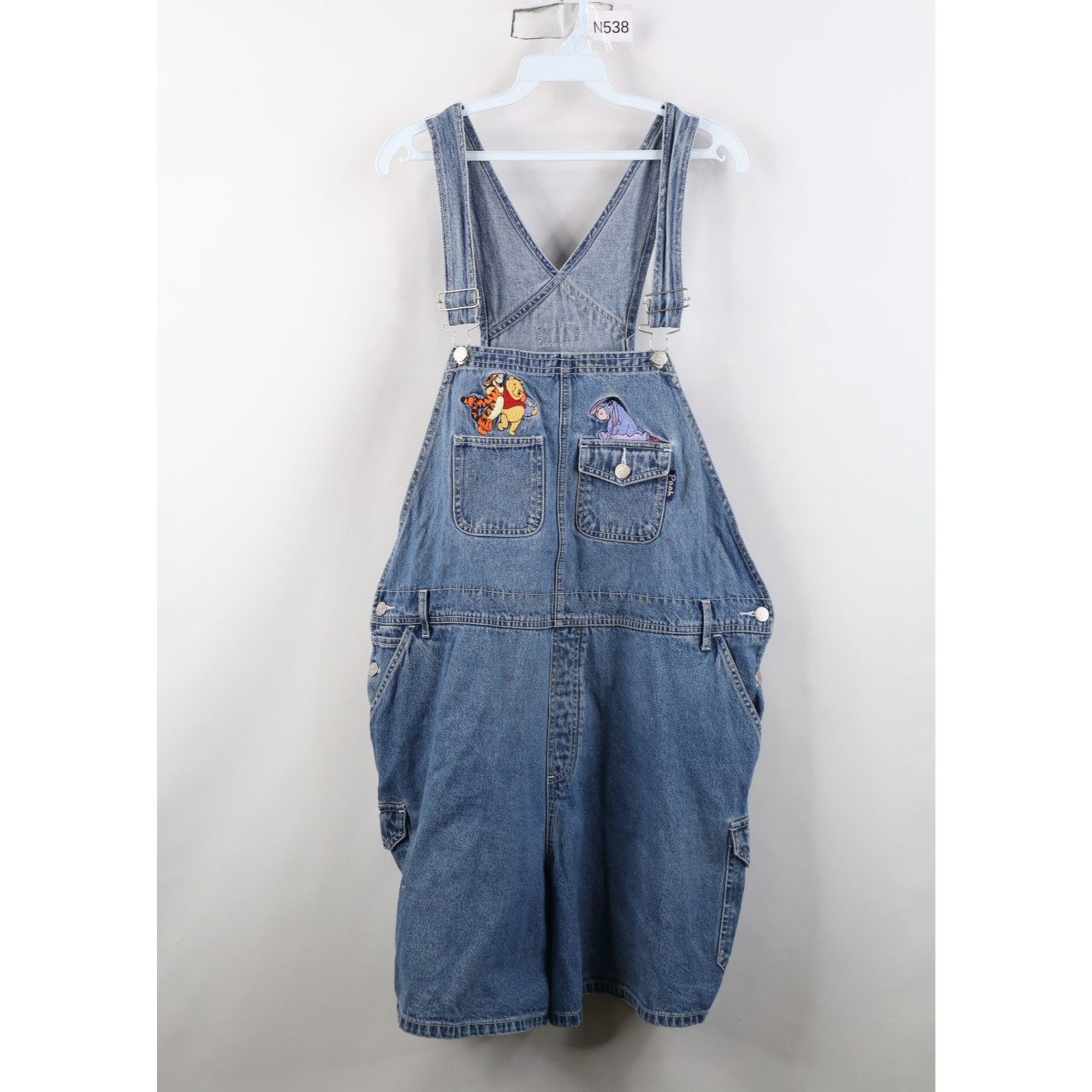 Disney Vintage 90s Disney Winnie the Pooh Denim Jean Shortalls Size 34" / US 12 / IT 48 - 1 Thumbnail