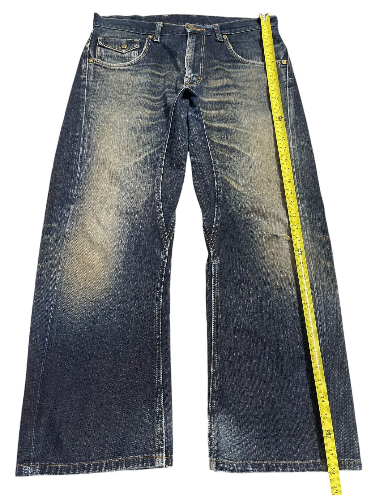 Lee Vintage Lee Cowboy Buckle Blue Wash Bleached Baggy Jeans Size US 34 / EU 50 - 12 Thumbnail