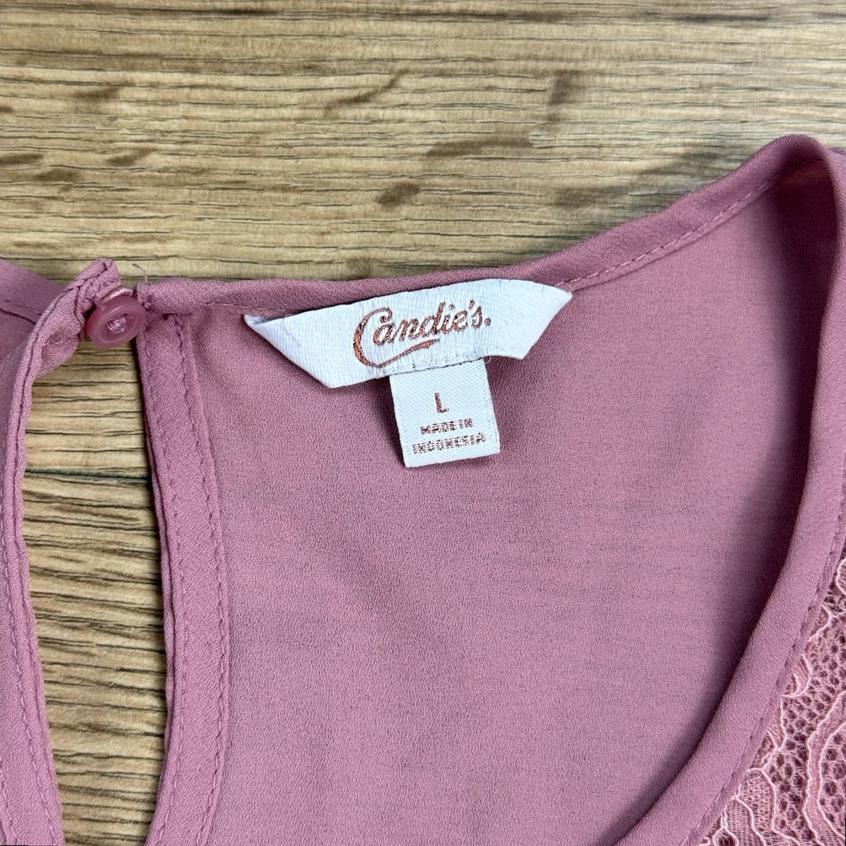 Vintage Candie’s Blouse Women L Lace Yoke Dusty Rose Pink Sleeveless Square Neck Shirt Womens L Size L / US 10 / IT 46 - 3 Thumbnail