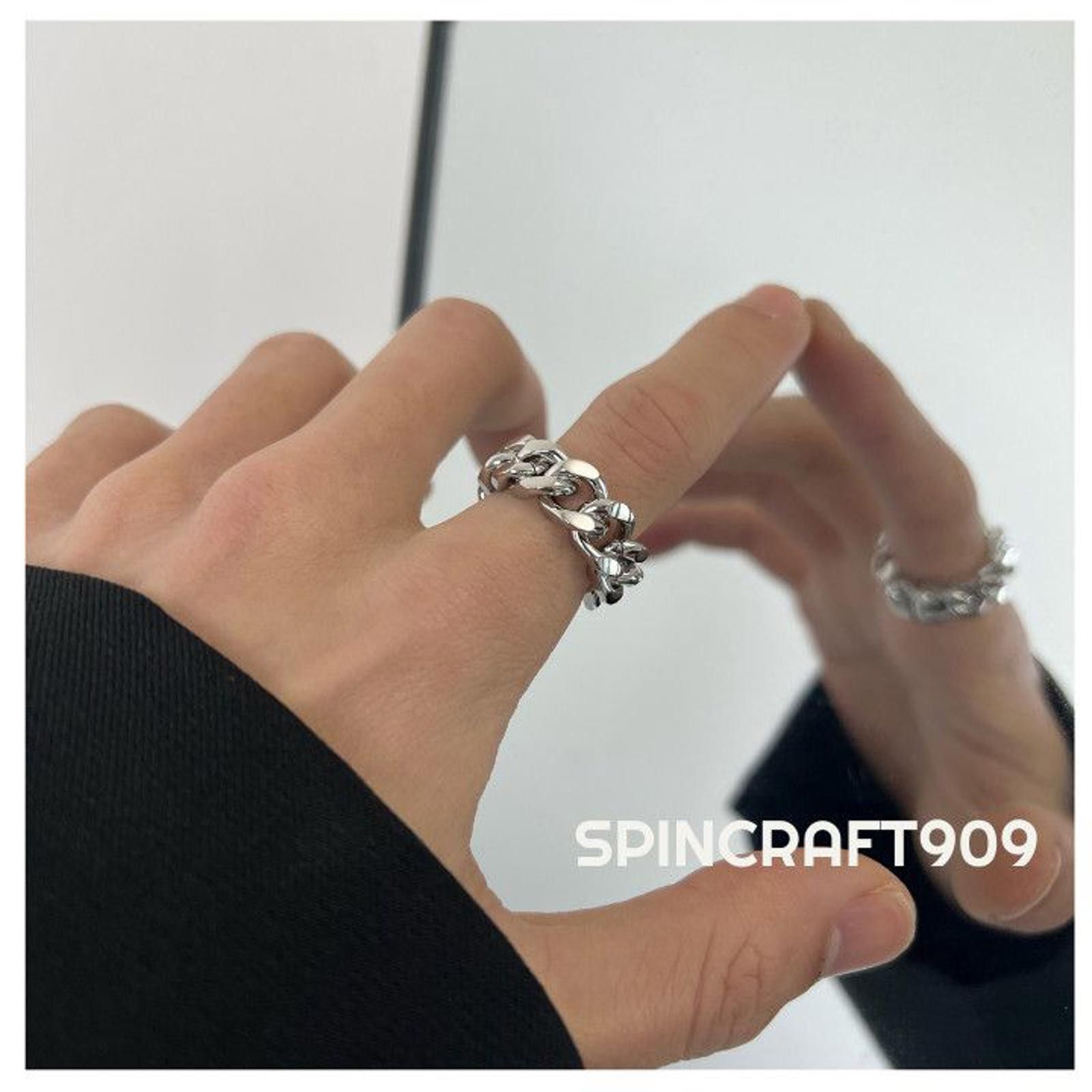 Jewelry Linked Ring Set ( Black / Silver ) Size ONE SIZE - 3 Thumbnail