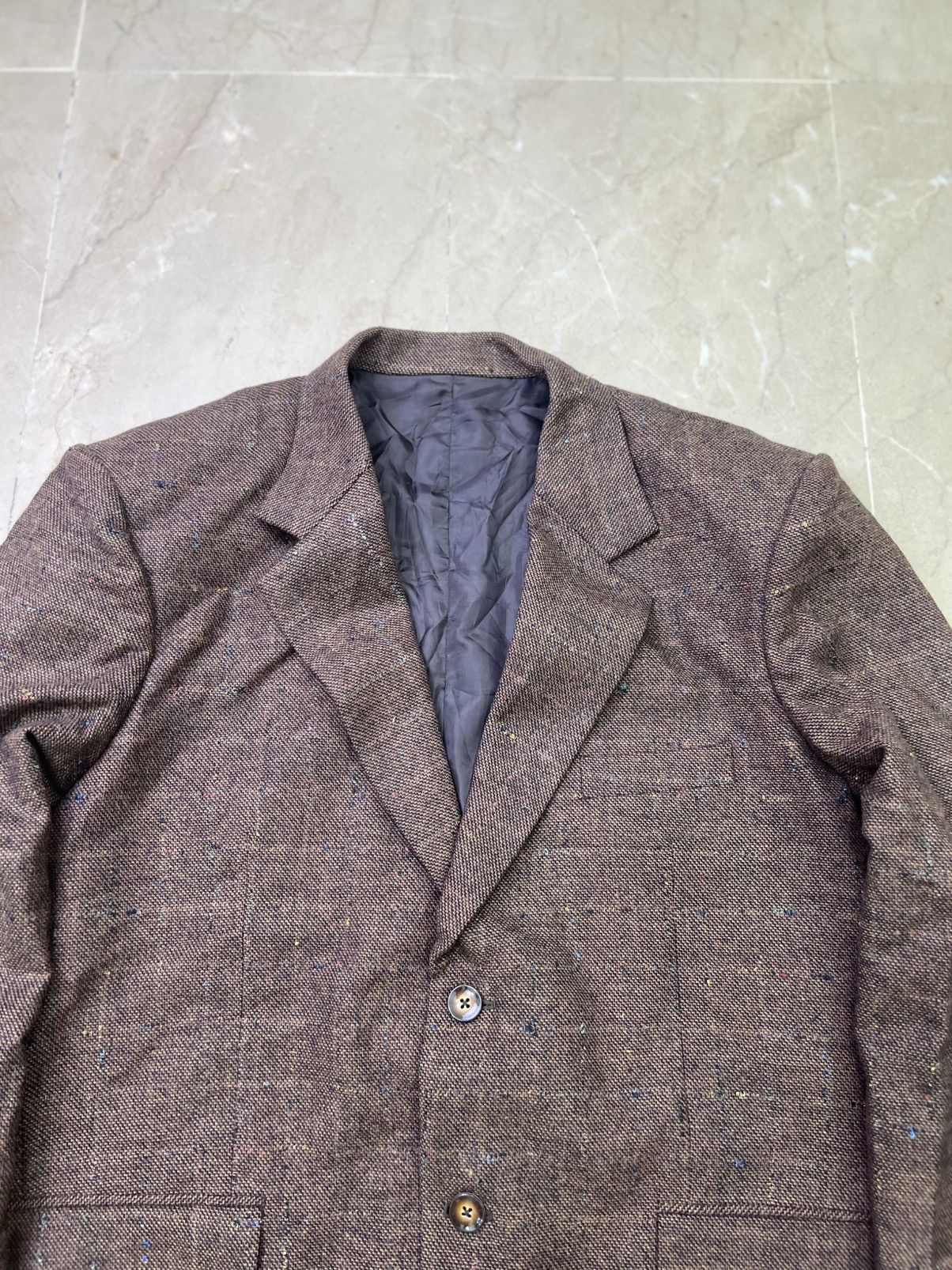 Donegal Tweed Vintage 1990s Brown Donegal Tweed Wool Blend Blazer Sport Size 48R - 2 Thumbnail