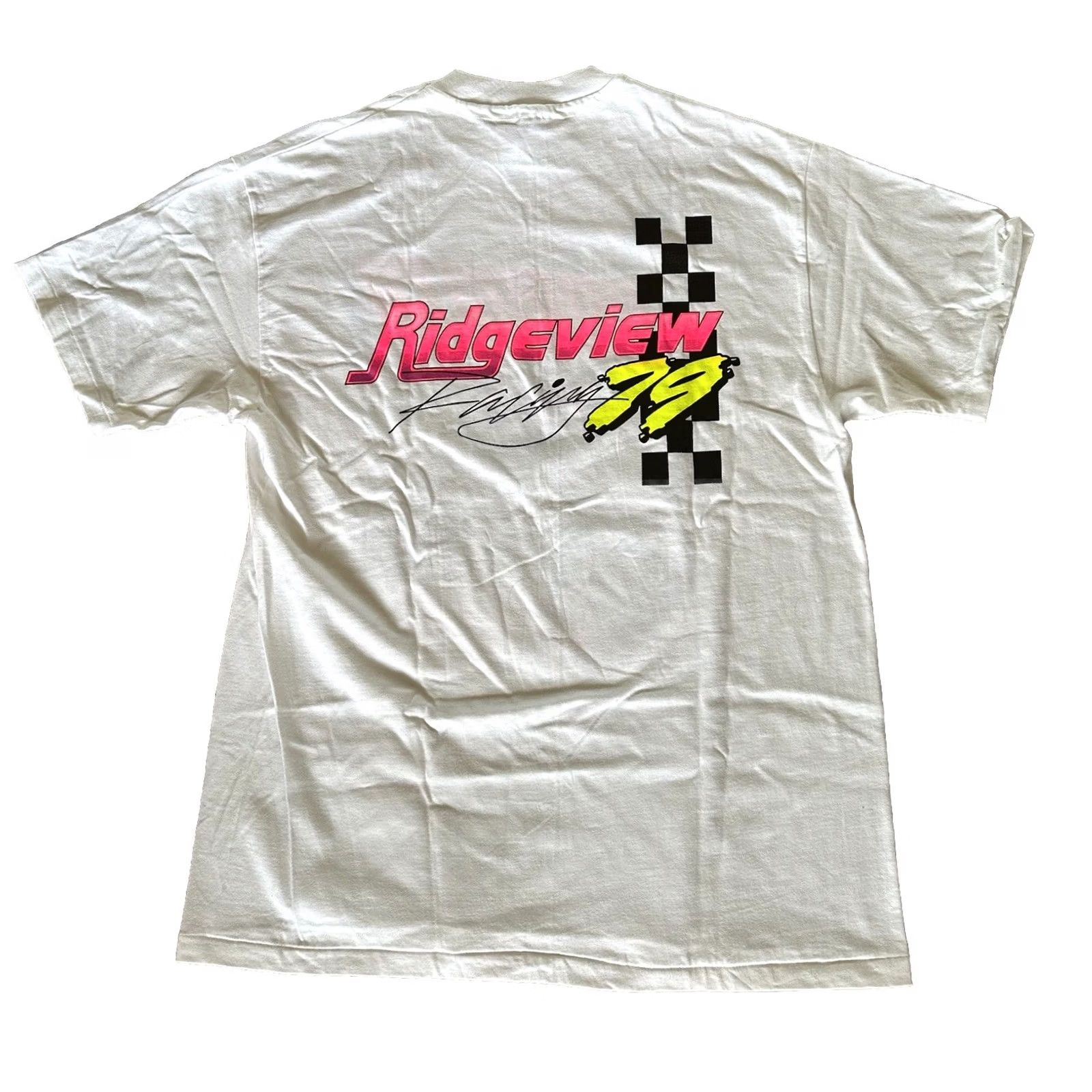 Hanes VINTAGE 90s Roger Horvath Racing Tee Ridgeview 79 Size L Hanes Single Stitch New Shirt Mens White 90s Size US L / EU 52-54 / 3 - 2 Thumbnail