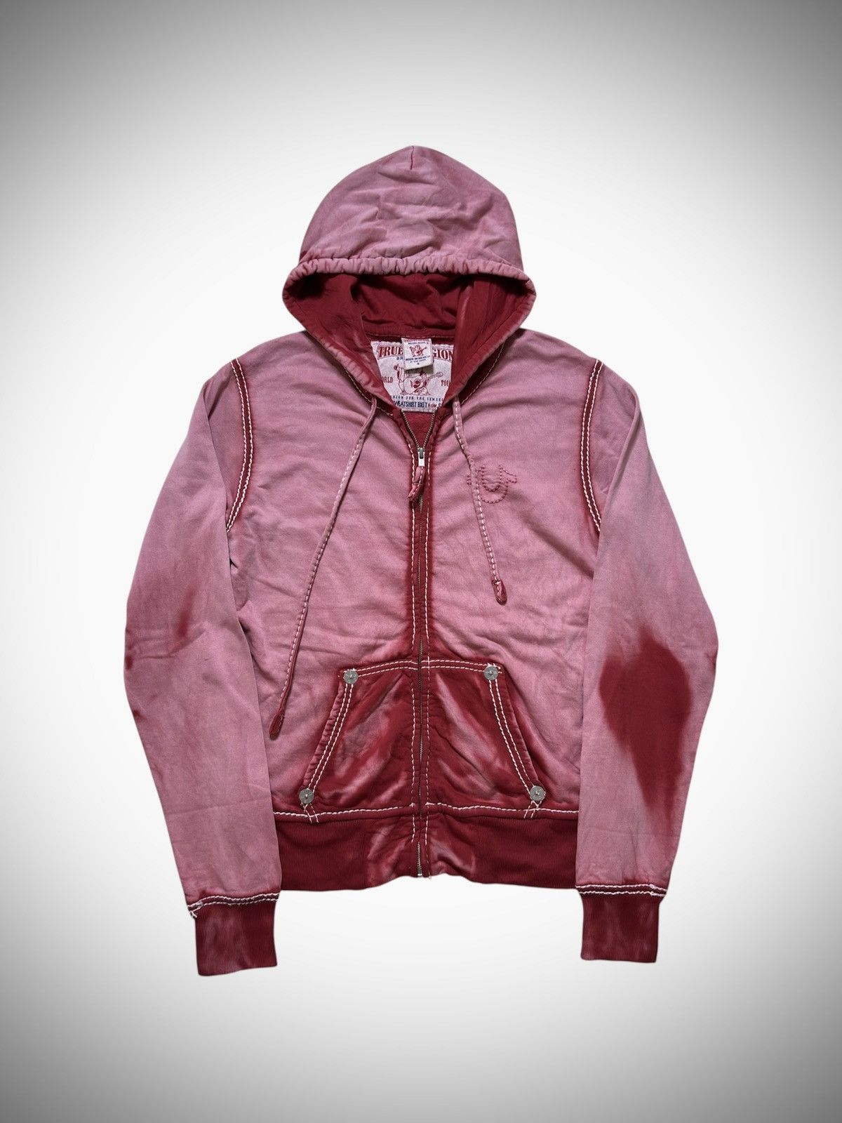 True Religion 2000’s True Religion - Big T Washed Zip Up Hoodie Size US S / EU 44-46 / 1 - 1 Thumbnail