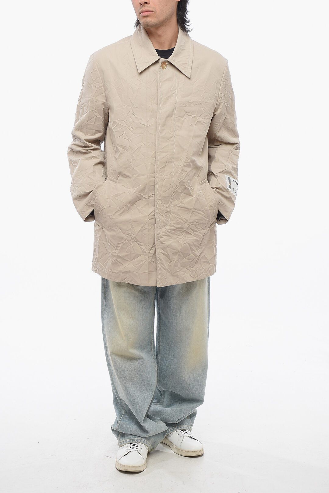 Acne Studios og1mm0325 Wrinkled Effect Unlined Coat in Beige Size US L / EU 52-54 / 3 - 5 Thumbnail