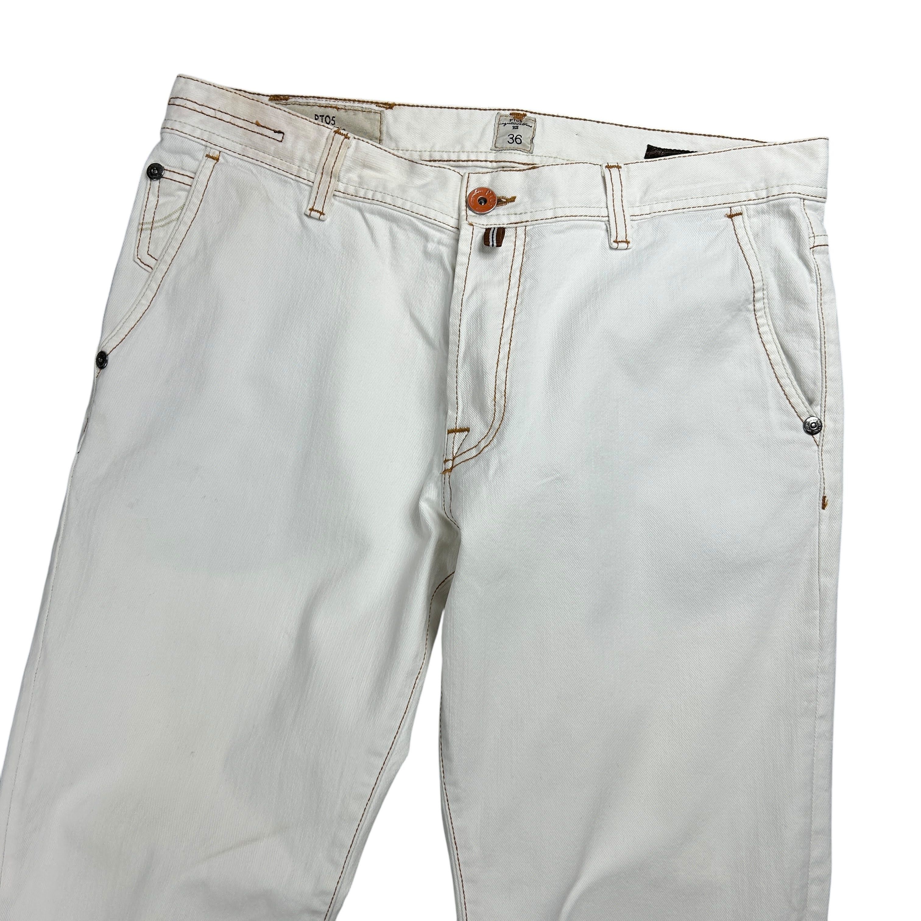 PT Torino PT05 Denim White Ecru Regular Straight Stretch Jeans 36 Size US 36 / EU 52 - 3 Thumbnail
