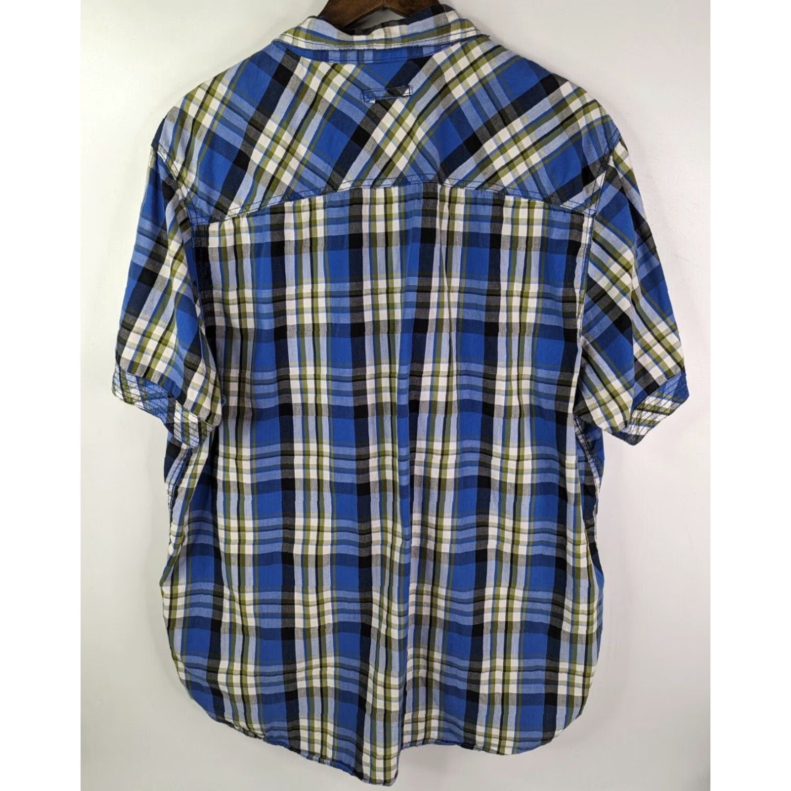 Vintage Buffalo Jeans Men's XLT Plaid Shirt Blue Casual Short Sleeve Pocket Cotton Size US XL / EU 56 / 4 - 4 Thumbnail