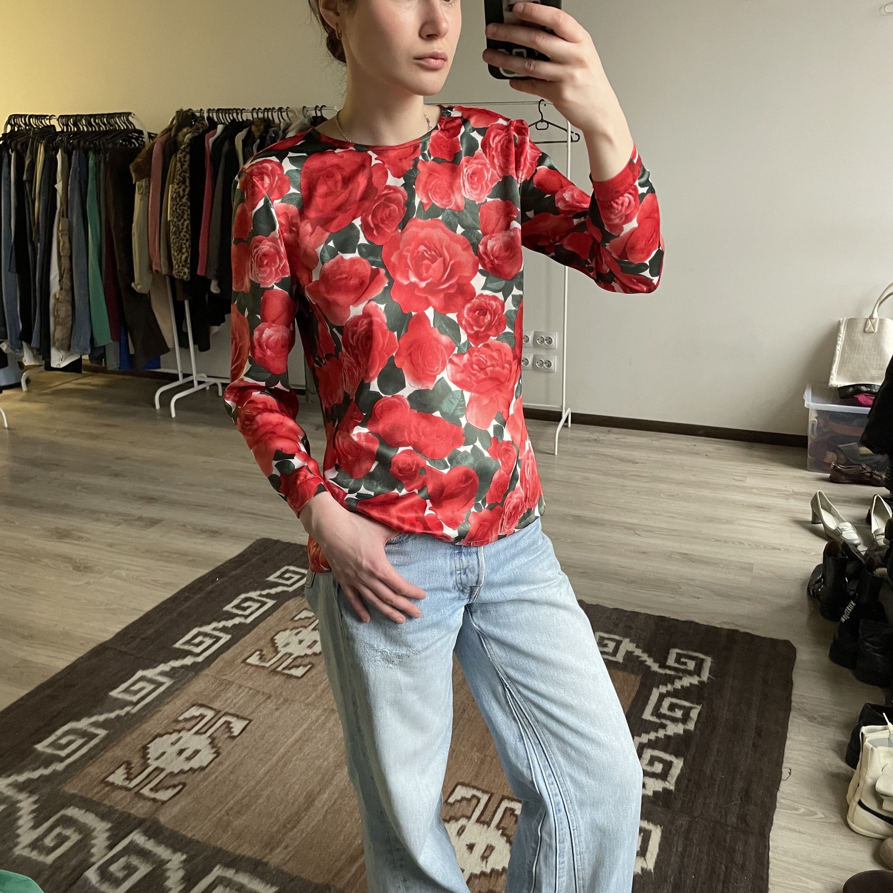 Yves Saint Laurent Yves Saint Laurent Variation Vintage Rose Top Blouse 7021AC Size S / US 4 / IT 40 - 1 Thumbnail