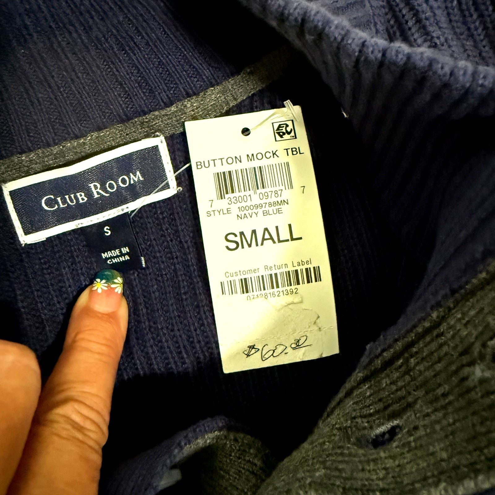 Club Room Club Room Ribbed Four-Button Mock Neck Sweater Navy Small Size US S / EU 44-46 / 1 - 5 Thumbnail
