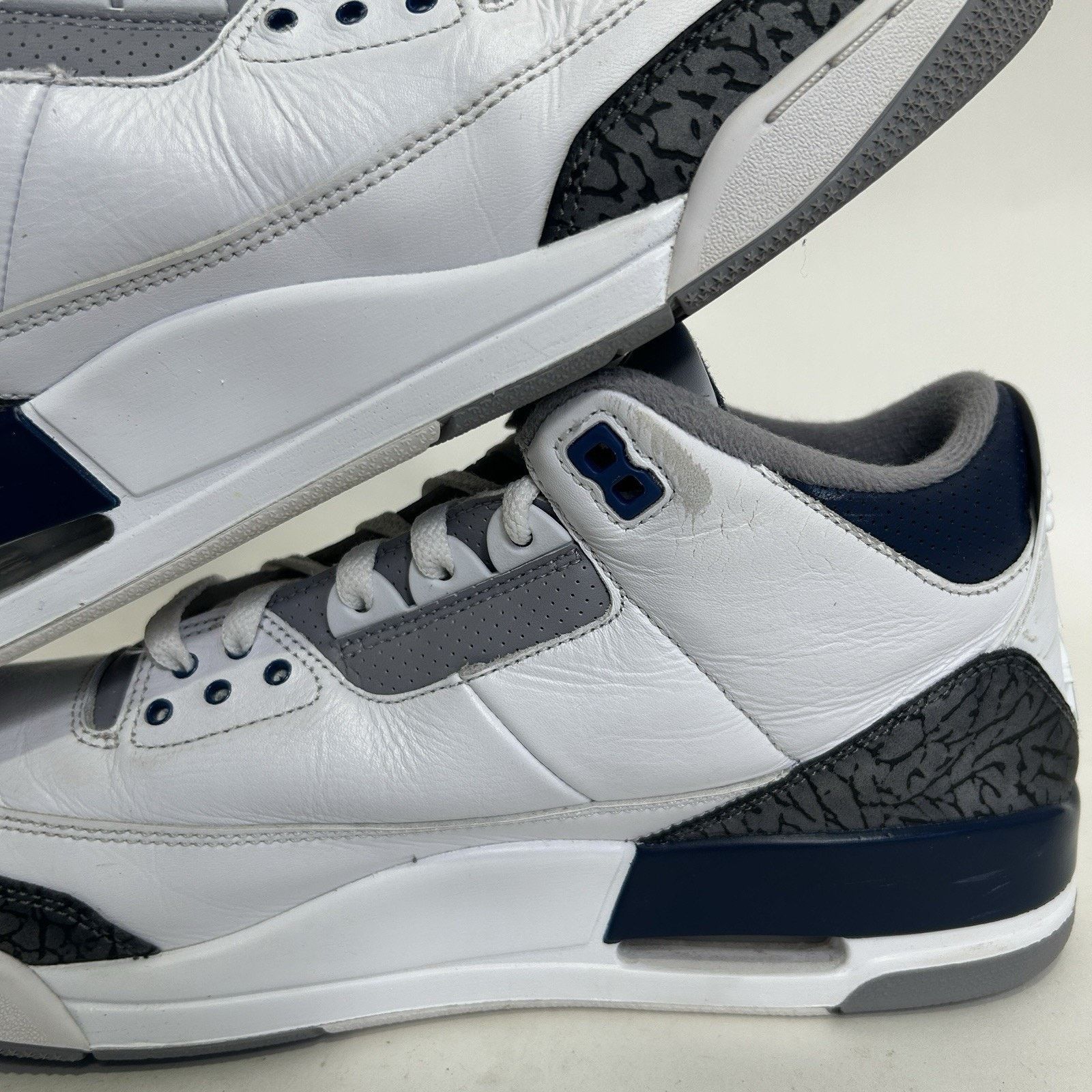 Jordan Brand Nike Air Jordan 3 Retro “White Midnight Navy Cement Grey” Size US 13 / EU 46 - 8 Thumbnail