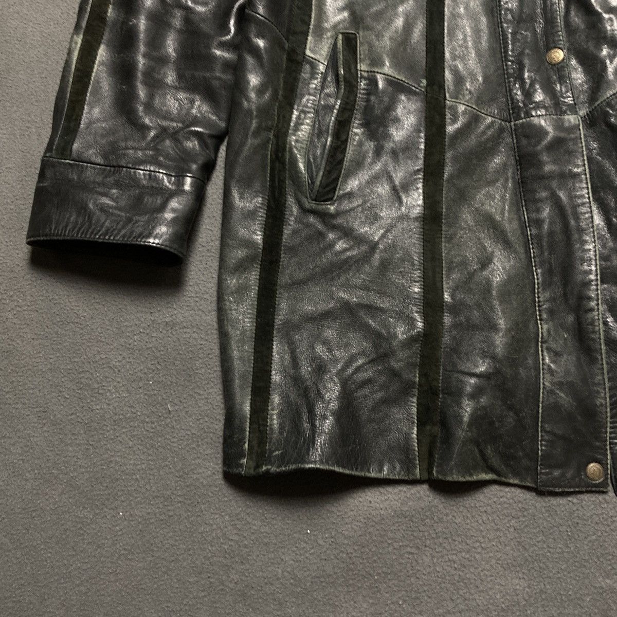 Japanese Brand × Vintage Avant garde opium leather hooded cloak/raincoast Size L / US 10 / IT 46 - 3 Thumbnail