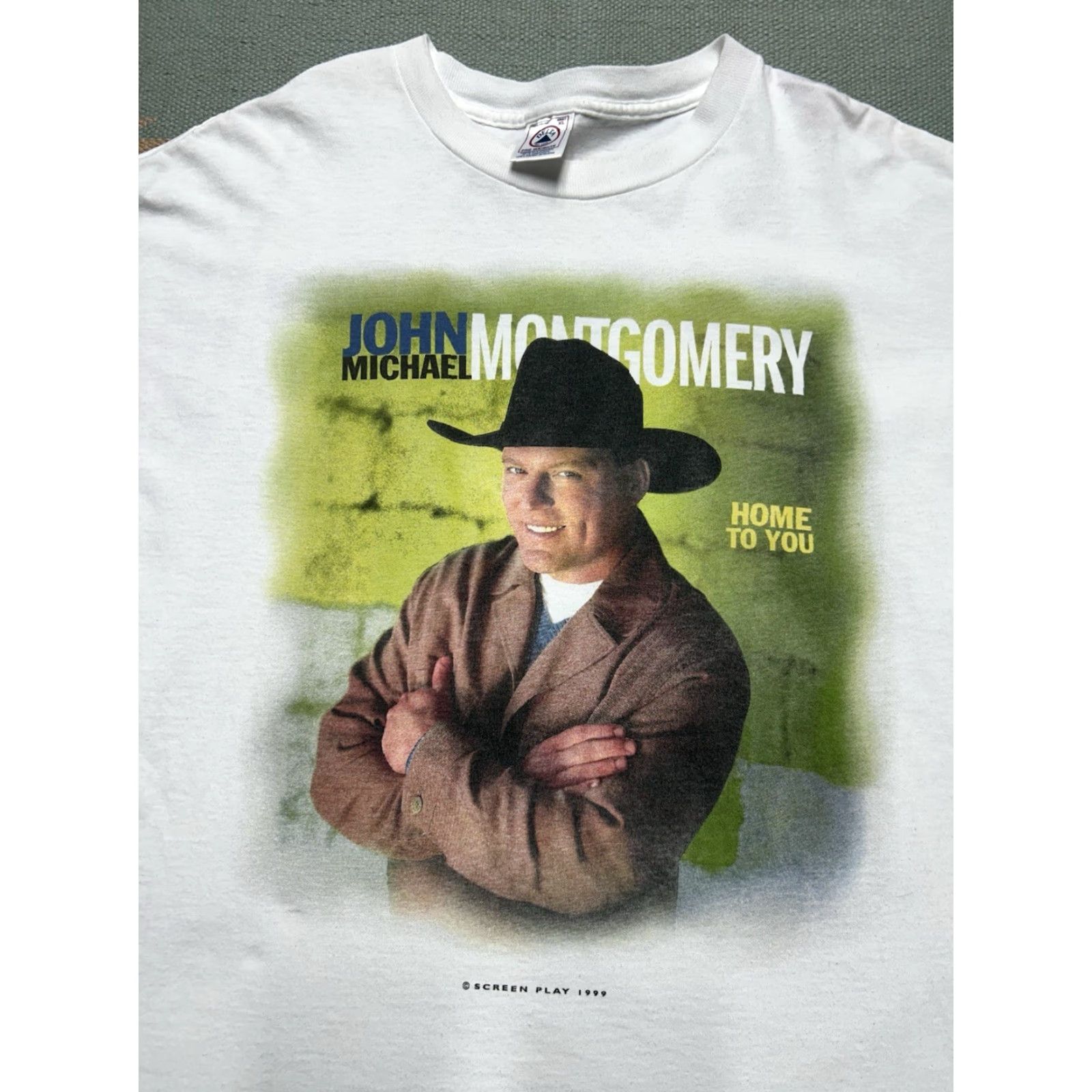 Delta VINTAGE 90s John Michael Montgomery Home to You Delta T-Shirt Men XL White Size US XL / EU 56 / 4 - 2 Thumbnail