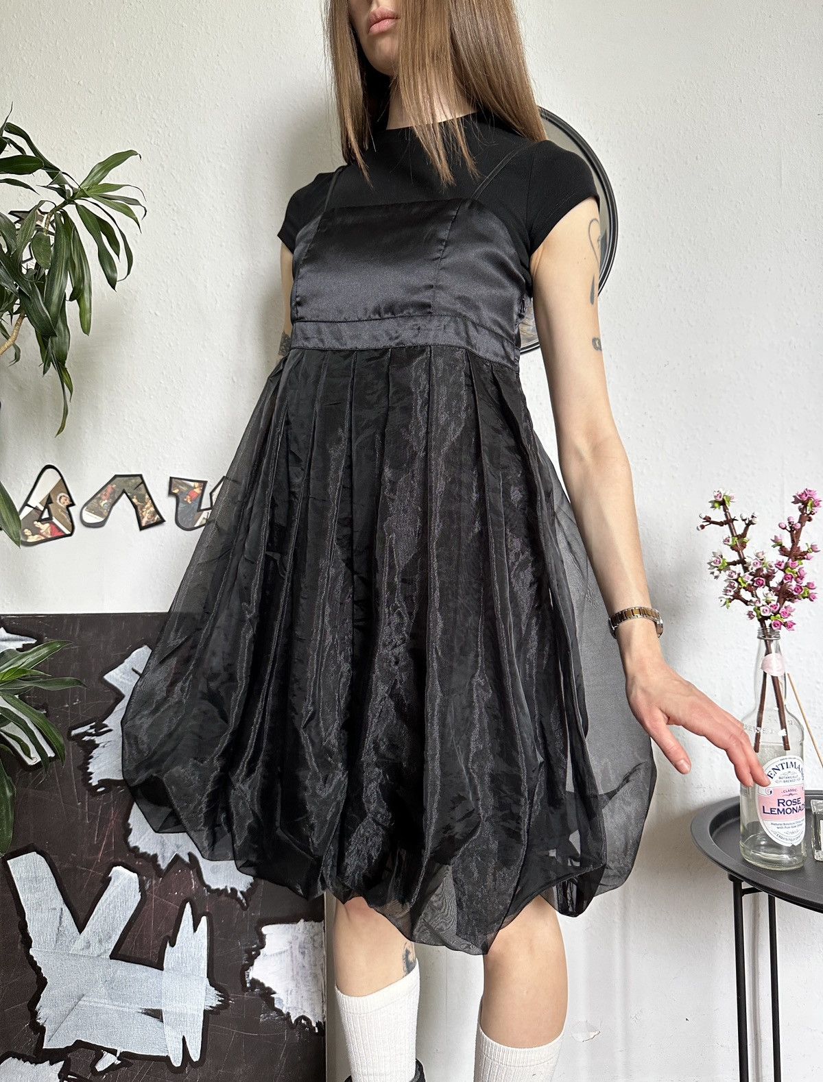 Japanese Brand × Vintage Vintage Missy Cute Black Flowy Bubble Dress Size XL / US 12-14 / IT 48-50 - 5 Thumbnail