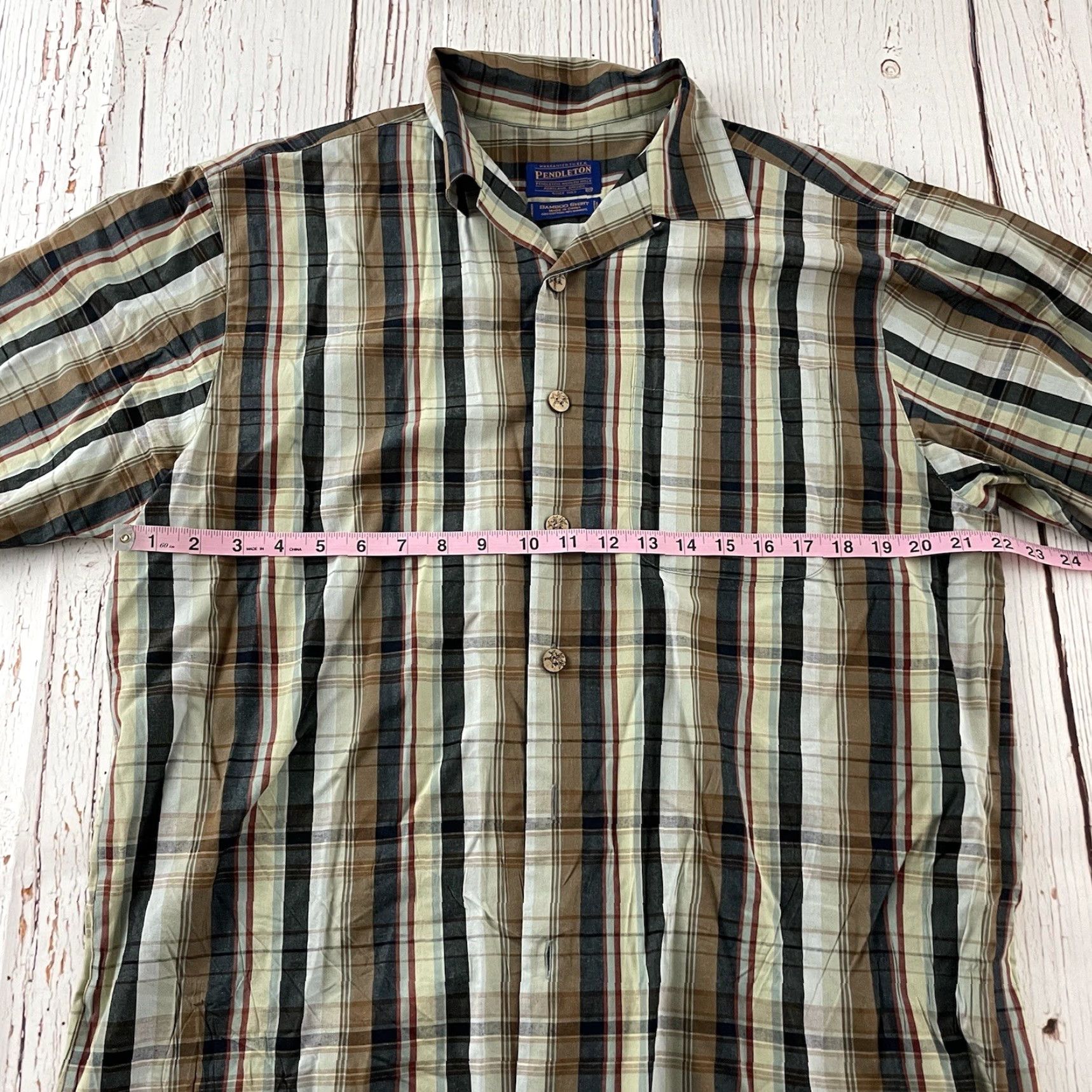 Pendleton Pendleton Bamboo Short Sleeve Plaid Button Front Shirt Men's M Brown Shirt Mens Bamboo Plaid Short Sleeve Button-Up Size US M / EU 48-50 / 2 - 5 Thumbnail