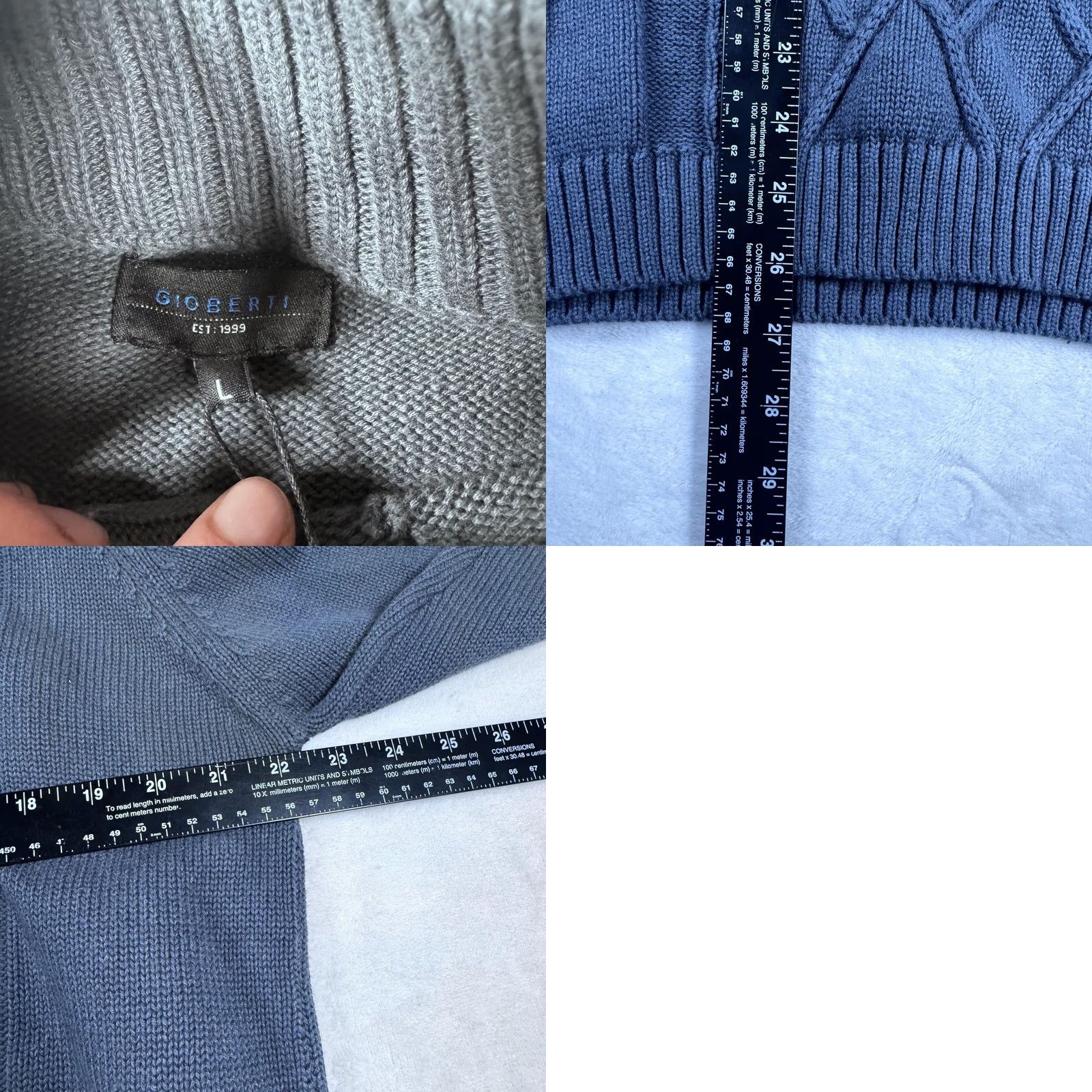 Vintage VINTAGE Gioberti Mens Sweater Knit Cable Mock Neck Three-Button Charcoal Gray L Pullover Shirt Size US L / EU 52-54 / 3 - 8 Thumbnail