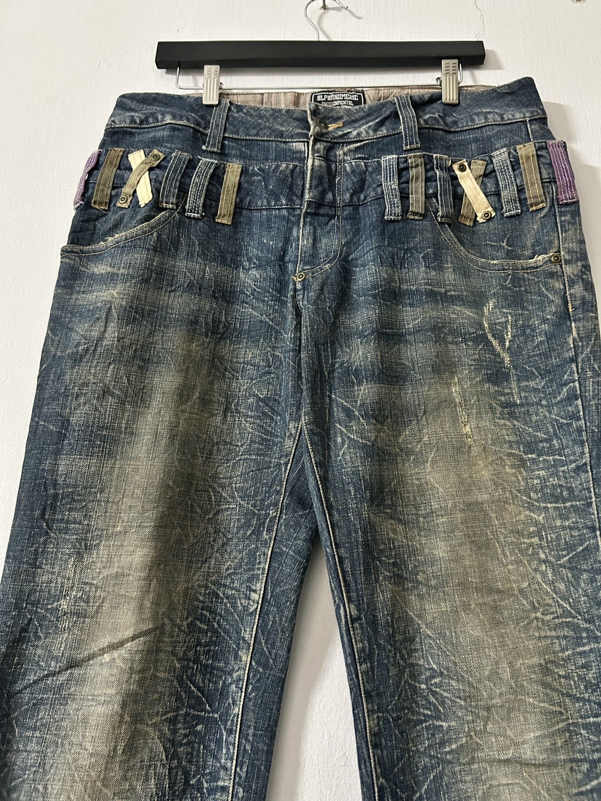 Alphanumeric × Japanese Brand × Vintage Crazy Double Waist Alpha Numeric Sick Acid Wash Design Size US 35 - 3 Thumbnail
