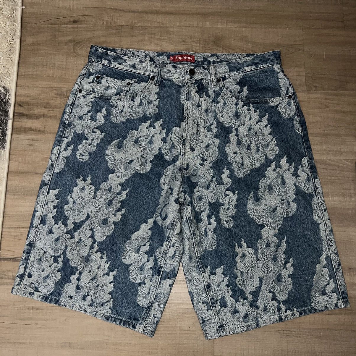 Supreme Supreme Flames Jacquard Baggy Denim Short Size 36 | Grailed