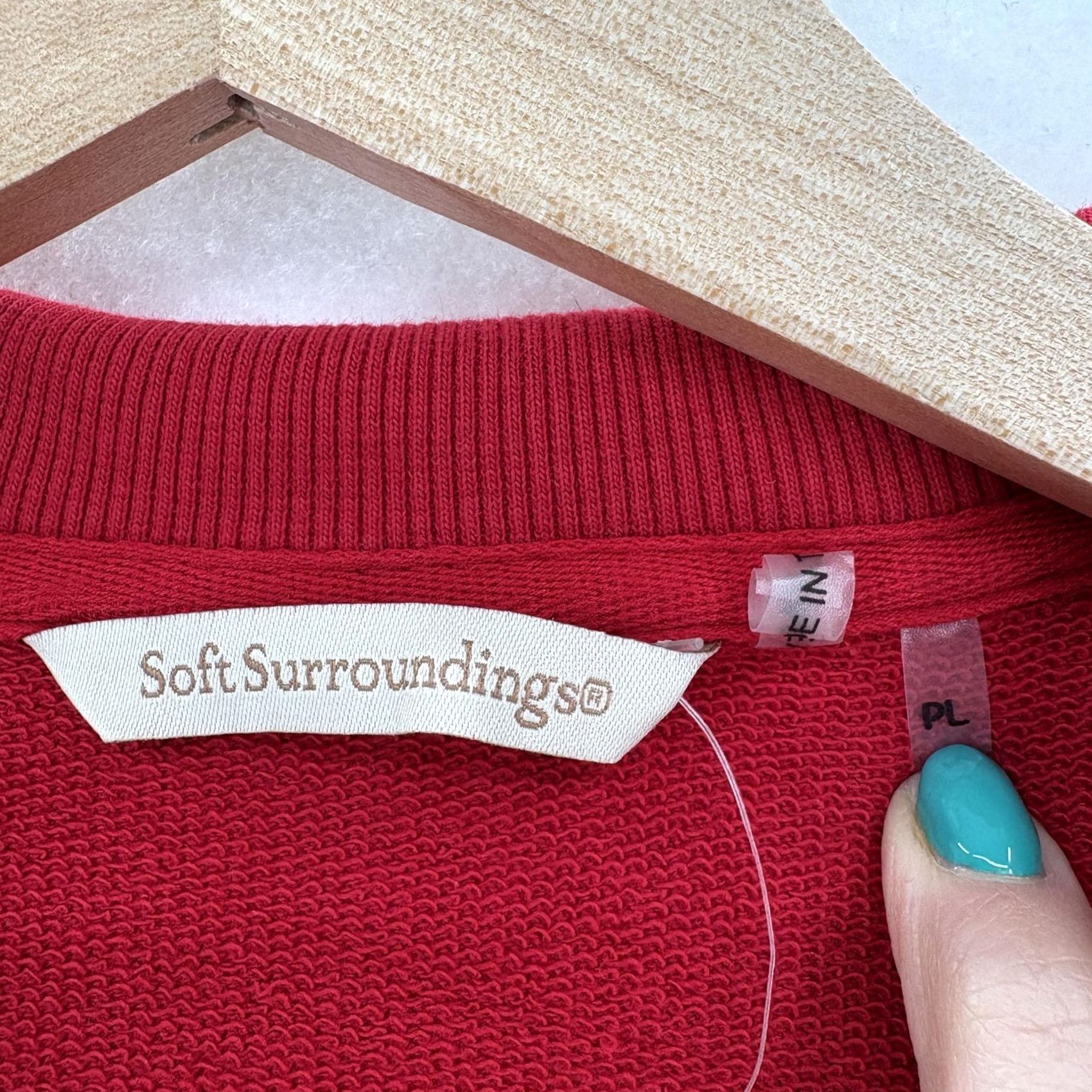 Soft Surroundings Soft Surroundings Sweatshirt Tunic Womens PL Red Cotton Knit Long Sleeve Casual Fall Womens Size L / US 10 / IT 46 - 4 Thumbnail