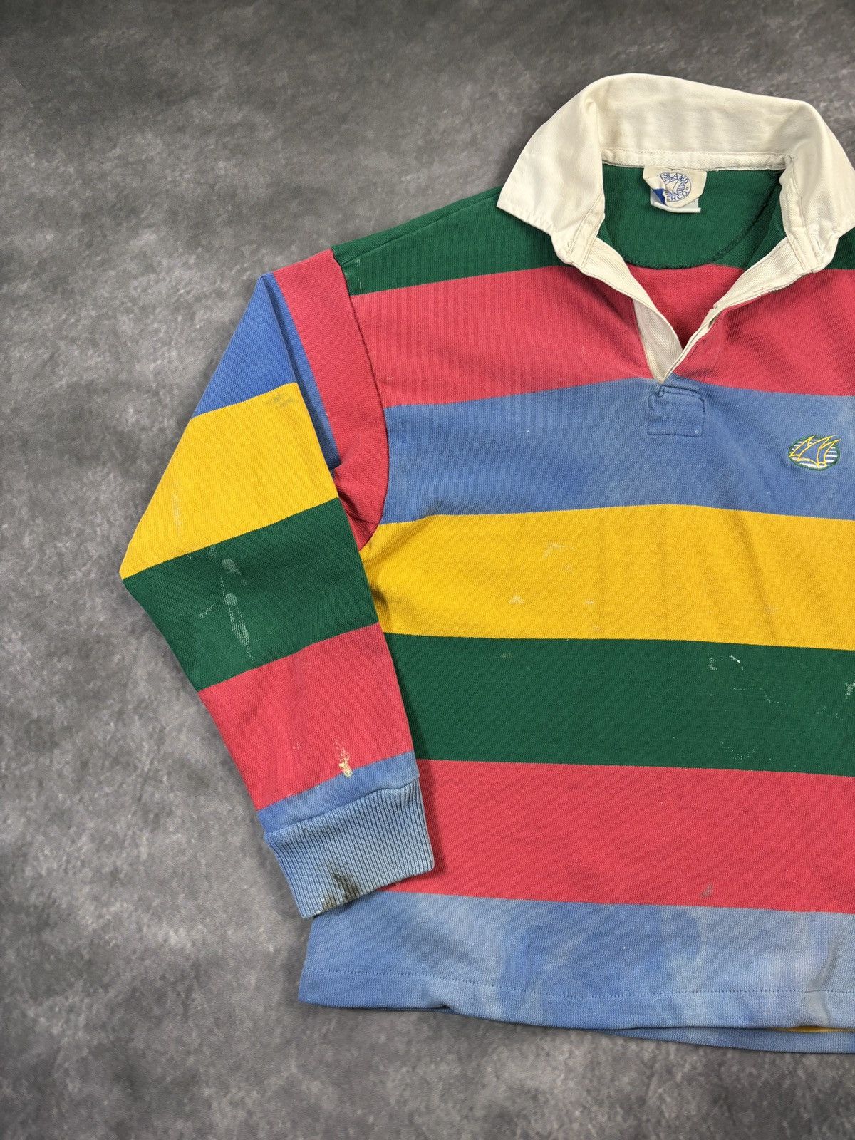 Vintage Vintage Rugby Polo Longsleeve Faded Cropped Striped 80s 90s Size US M / EU 48-50 / 2 - 15 Thumbnail