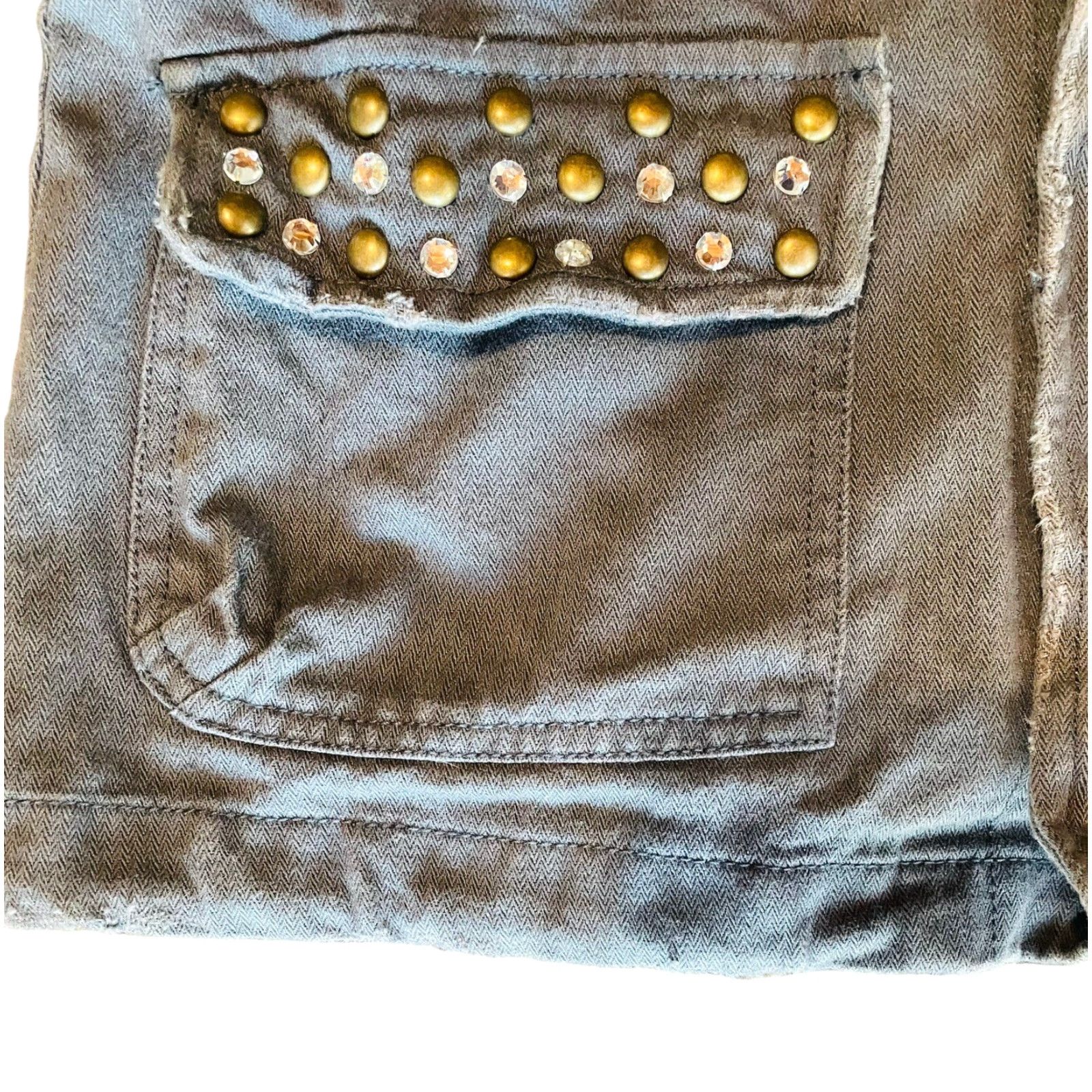 Miss Me Miss Me Women's Gray Distress Rhinestone Studded Jacket Sz Small Embroidered Size S / US 4 / IT 40 - 5 Thumbnail
