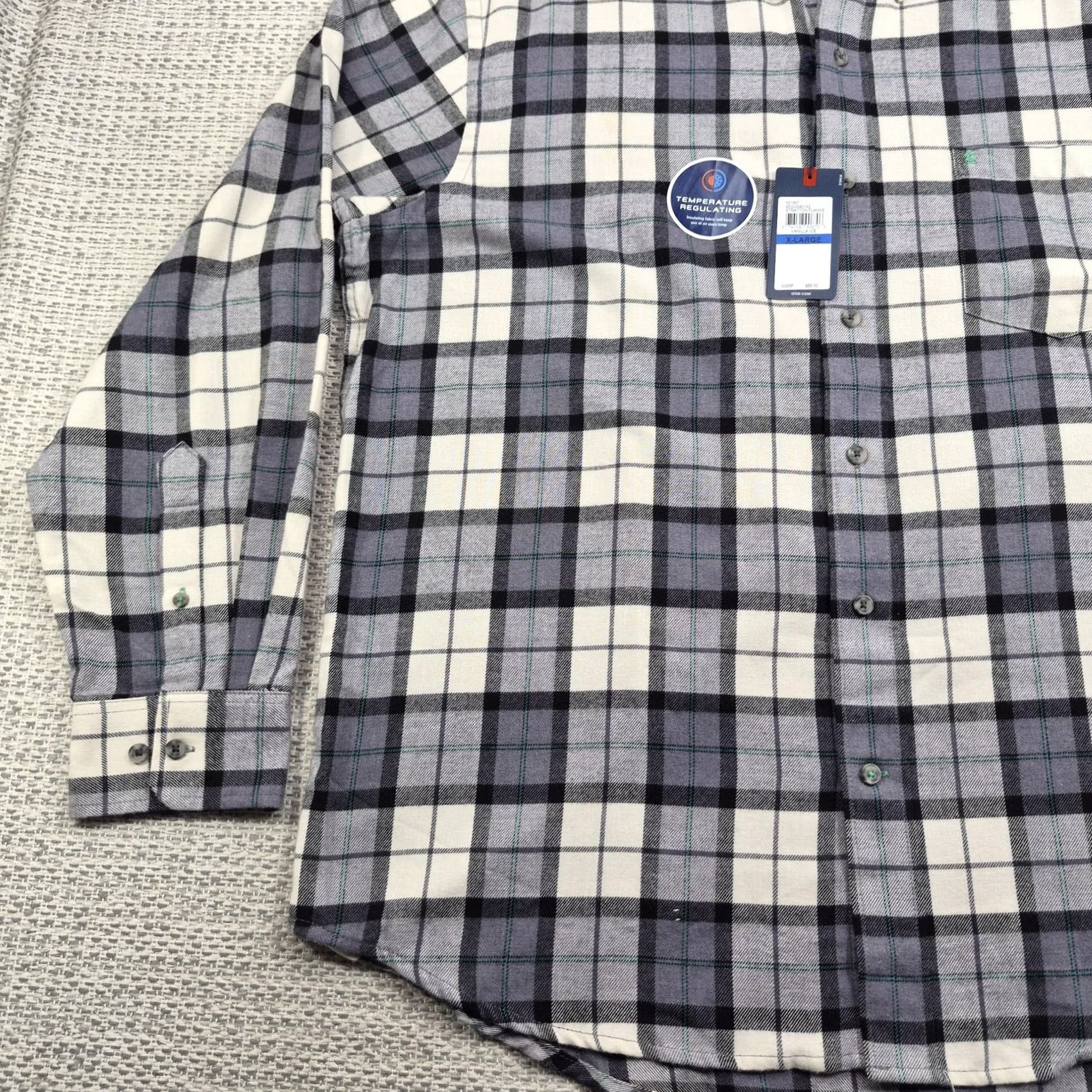Izod IZOD Flannel Shirt Mens XL Gray Plaid Long Sleeve Button Up Thermal Casual Size US XL / EU 56 / 4 - 3 Thumbnail