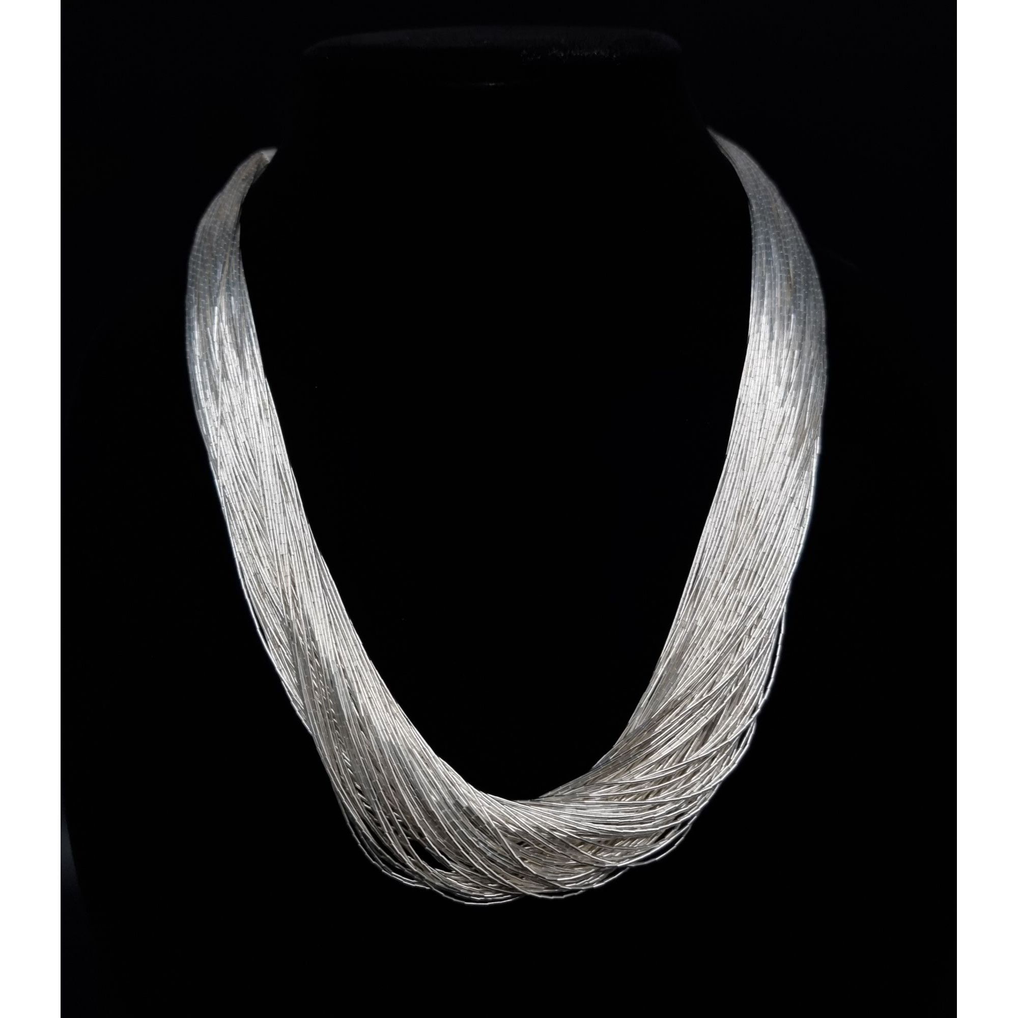Vintage NEW 100 Strand Liquid Sterling Silver Necklace With Lobster Size ONE SIZE - 3 Thumbnail