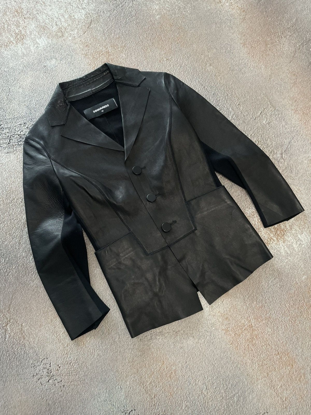 Dsquared2 Dsquared2 Black Leather Blazer Jacket Size S / US 4 / IT 40 - 1 Thumbnail